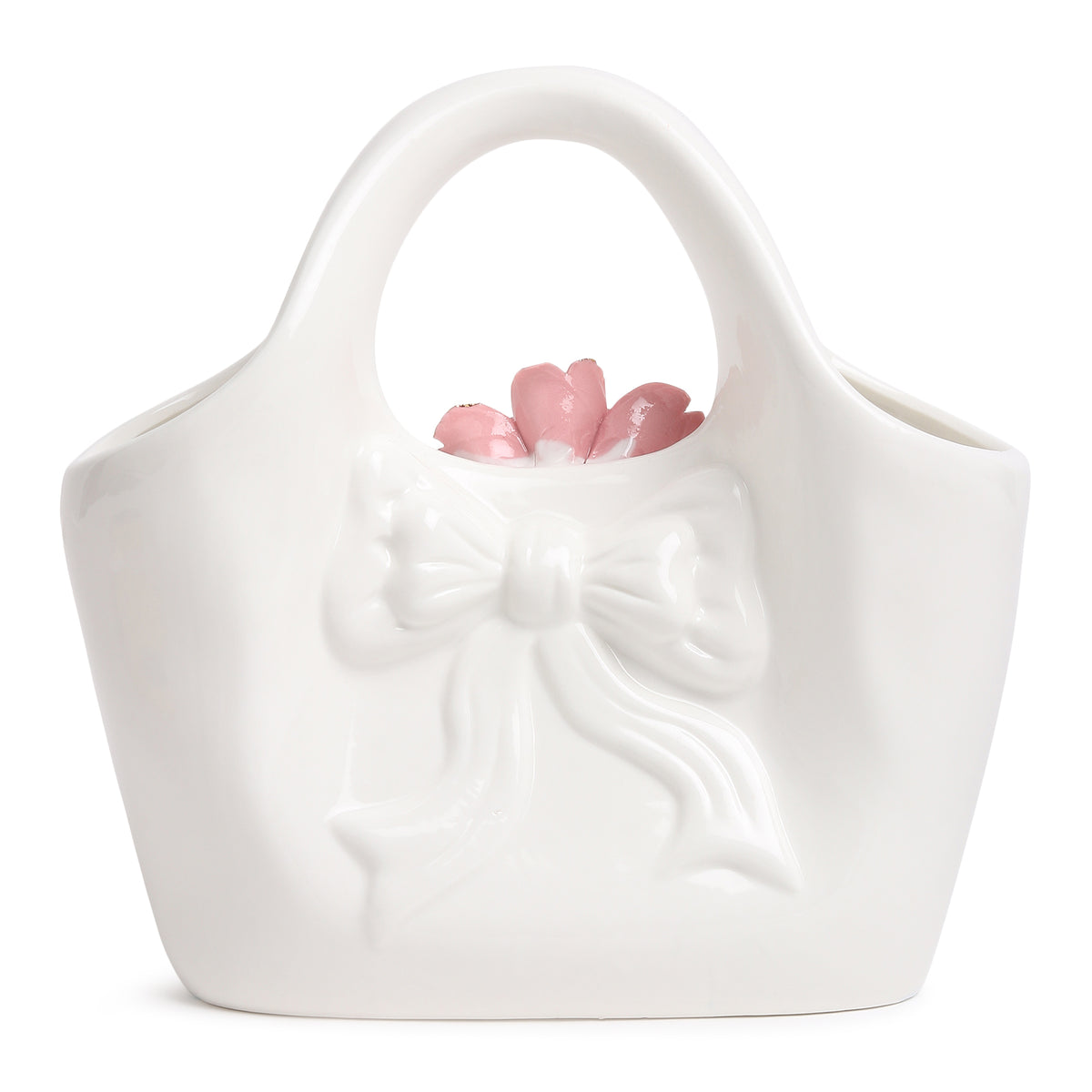 Handbag Fleur Porcelain Vase White