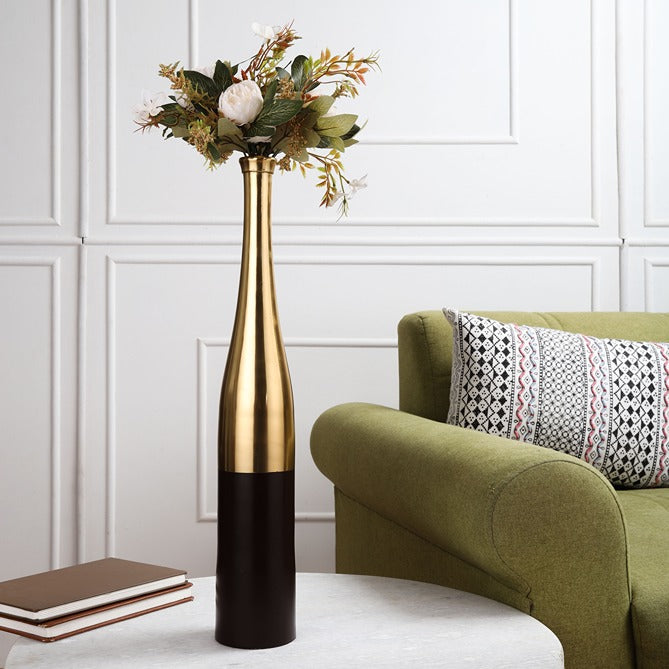 Champagne large Bottle Vase in Red & Gold