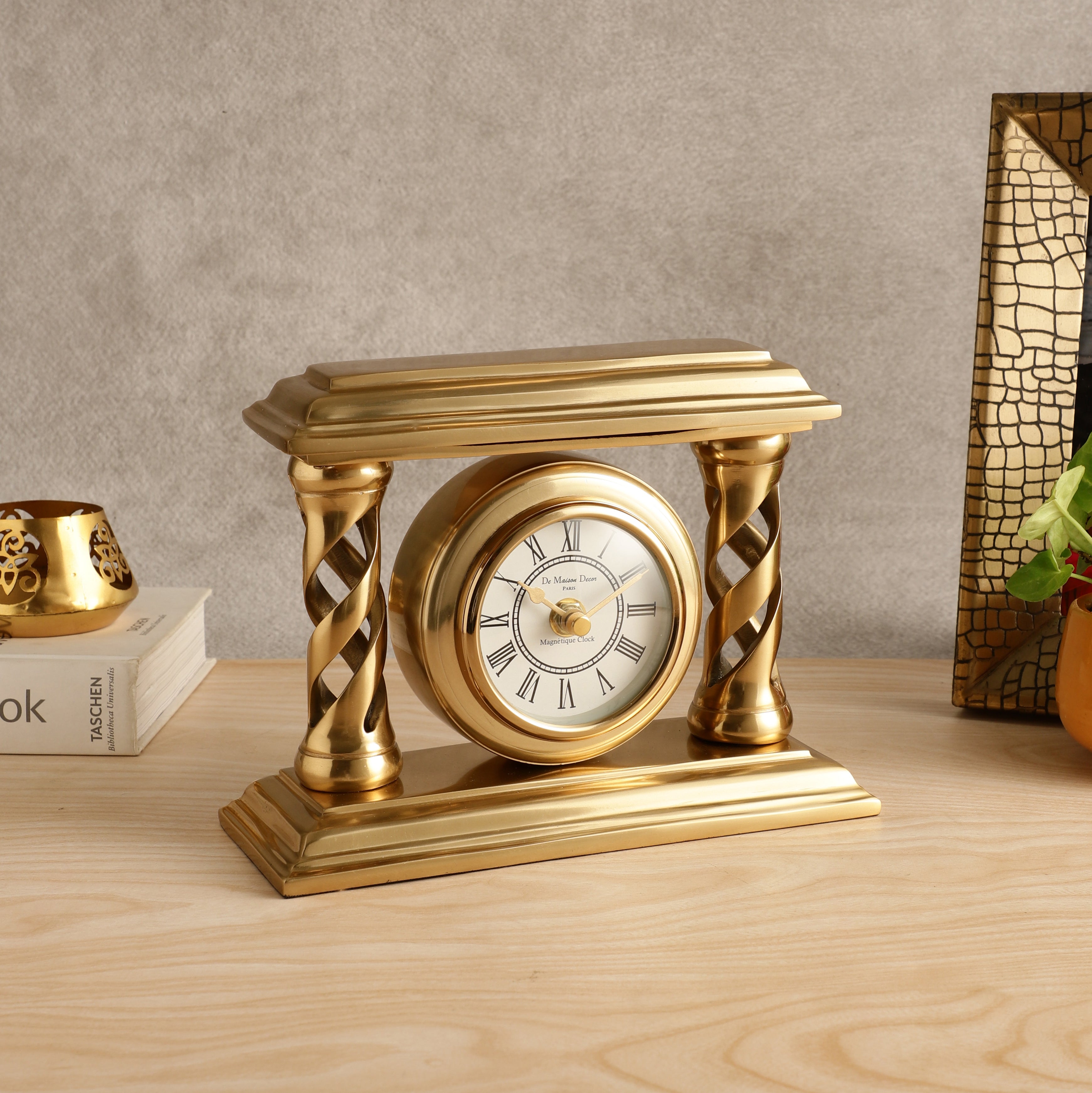 Velor Gold Table Clock