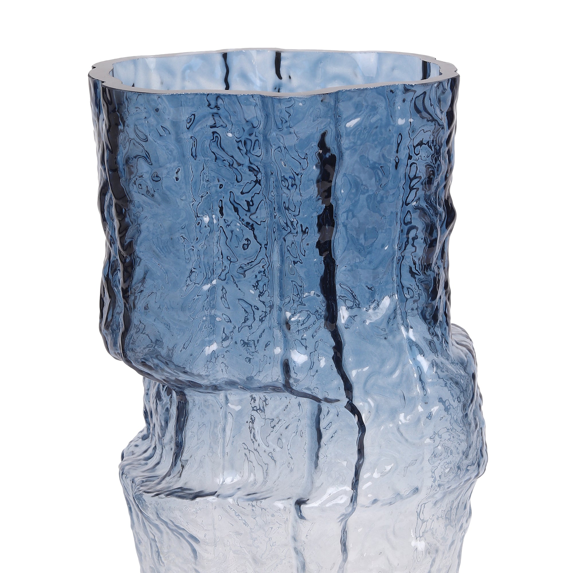 Frostline Crystal Vase Blue Wide