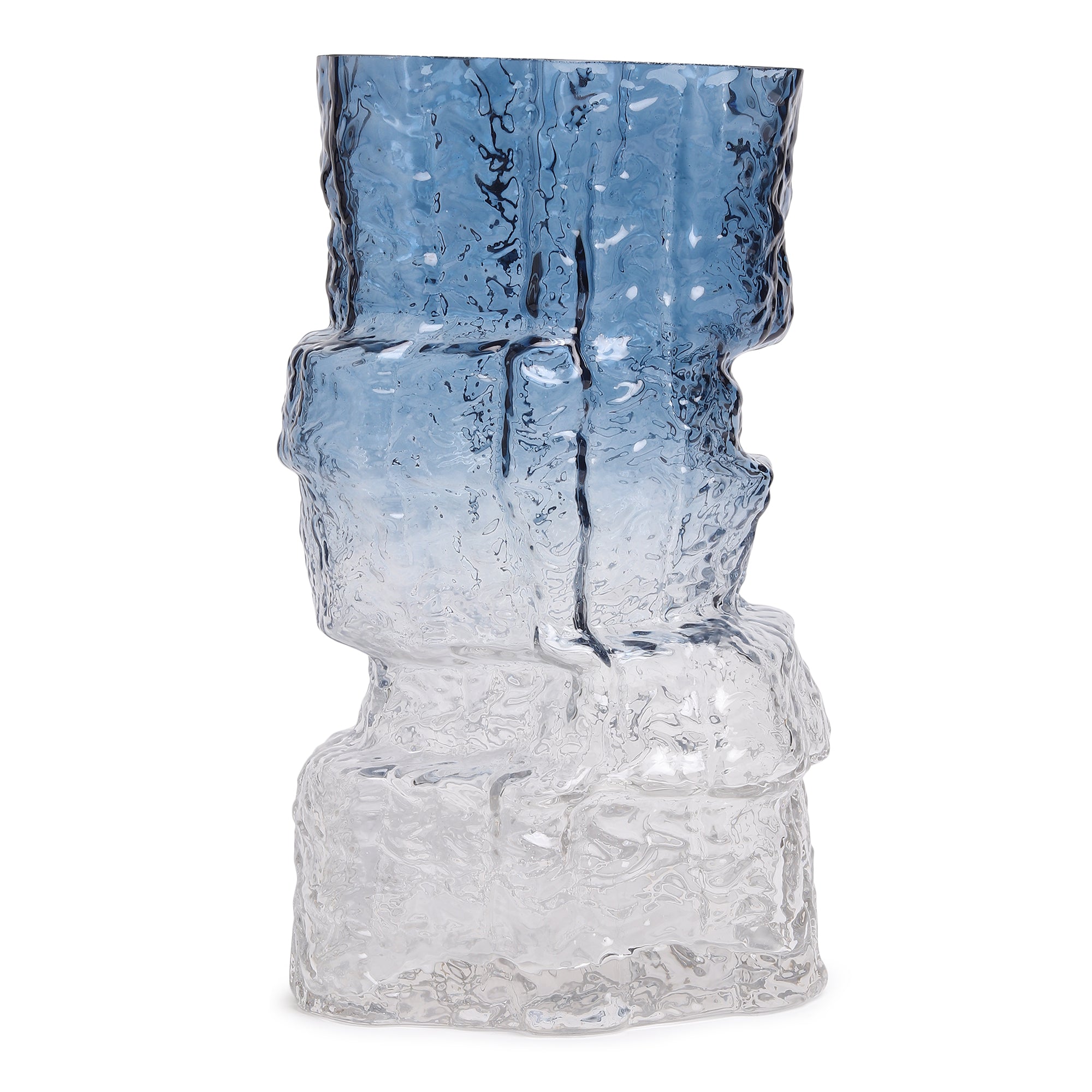Frostline Crystal Vase Blue Wide