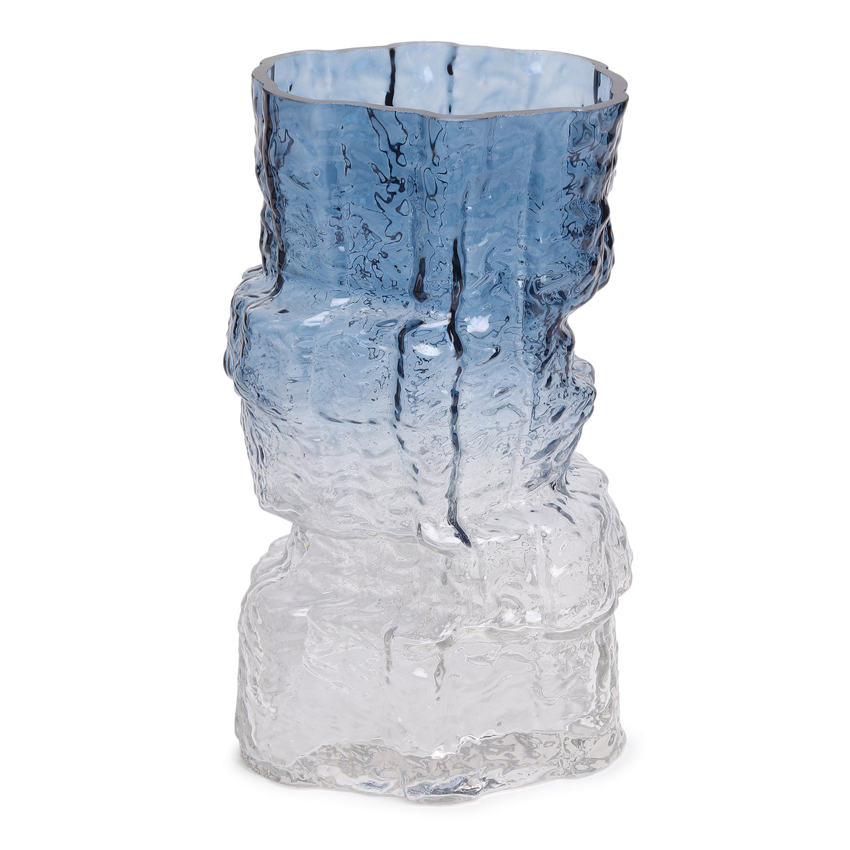 Frostline Crystal Vase Blue Wide