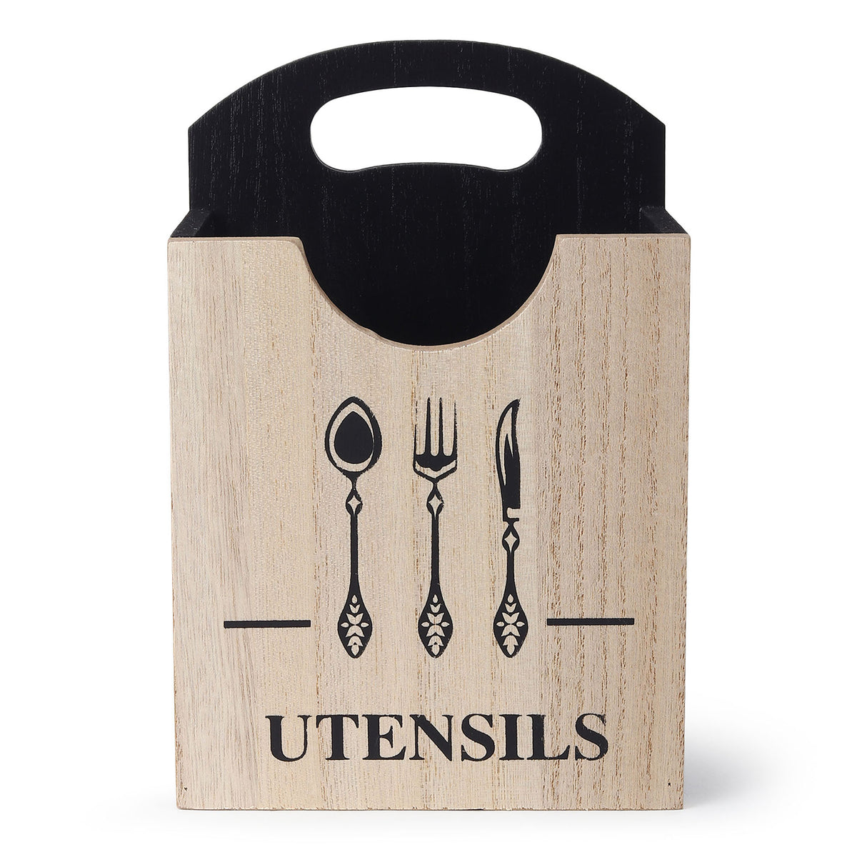 Bistro Kitchenette Wooden Cutlery Caddy