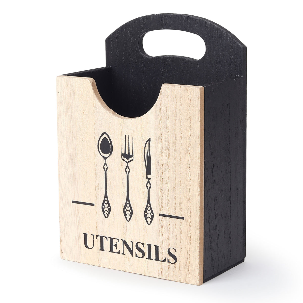 Bistro Kitchenette Wooden Cutlery Caddy