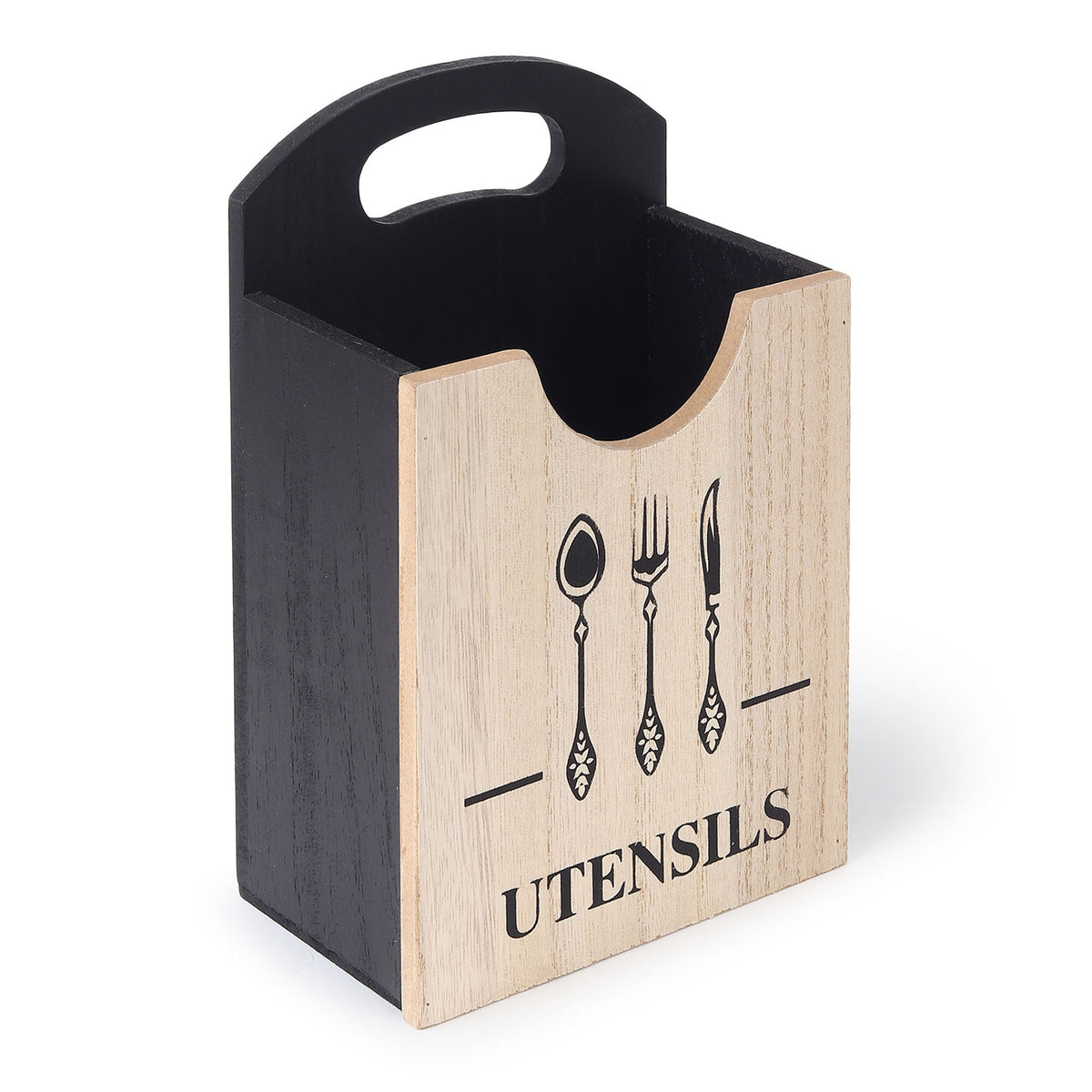 Bistro Kitchenette Wooden Cutlery Caddy