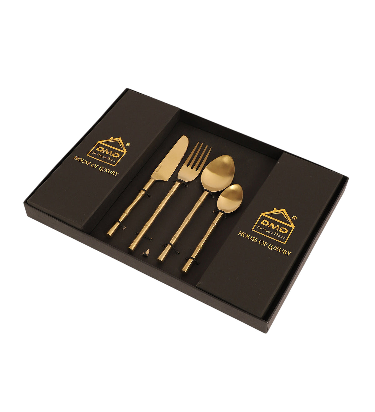 Bamboo Elegance Gold & Rose Gold  Stainless Steel Set of 24