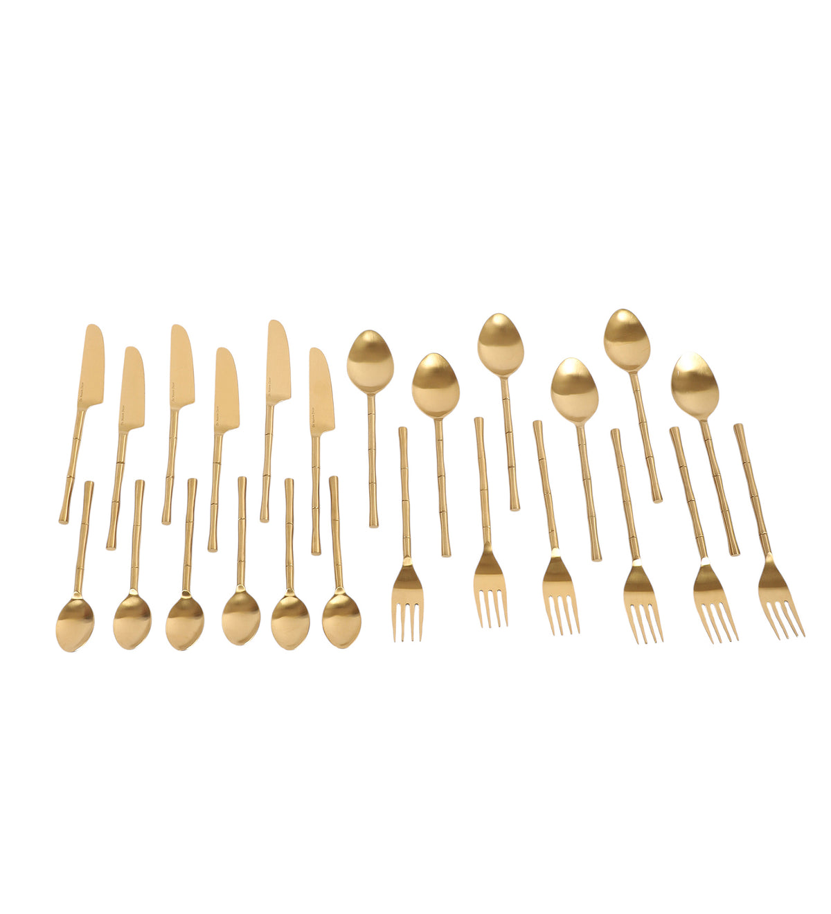Bamboo Elegance Gold & Rose Gold  Stainless Steel Set of 24