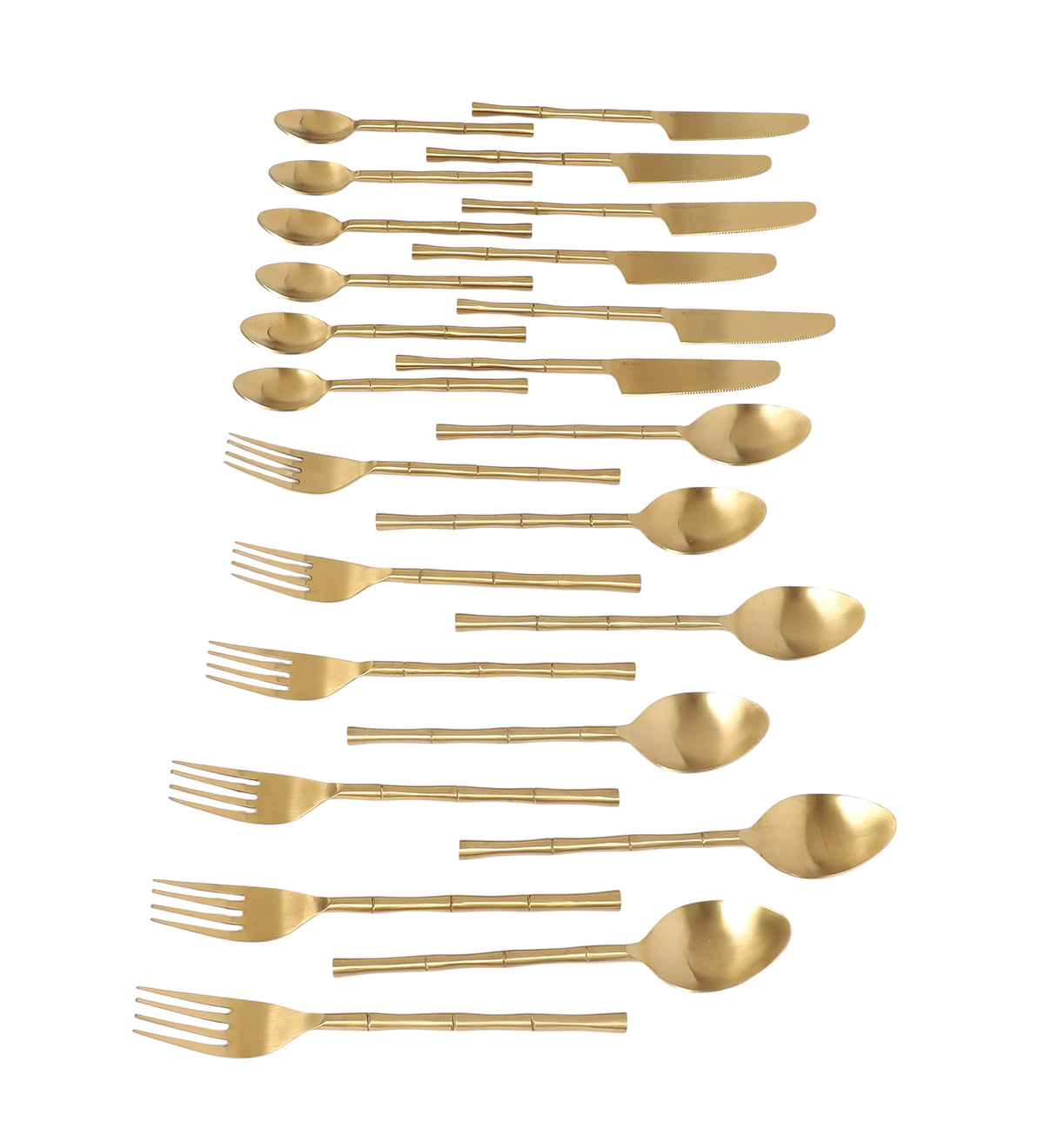 Bamboo Elegance Gold & Rose Gold  Stainless Steel Set of 24