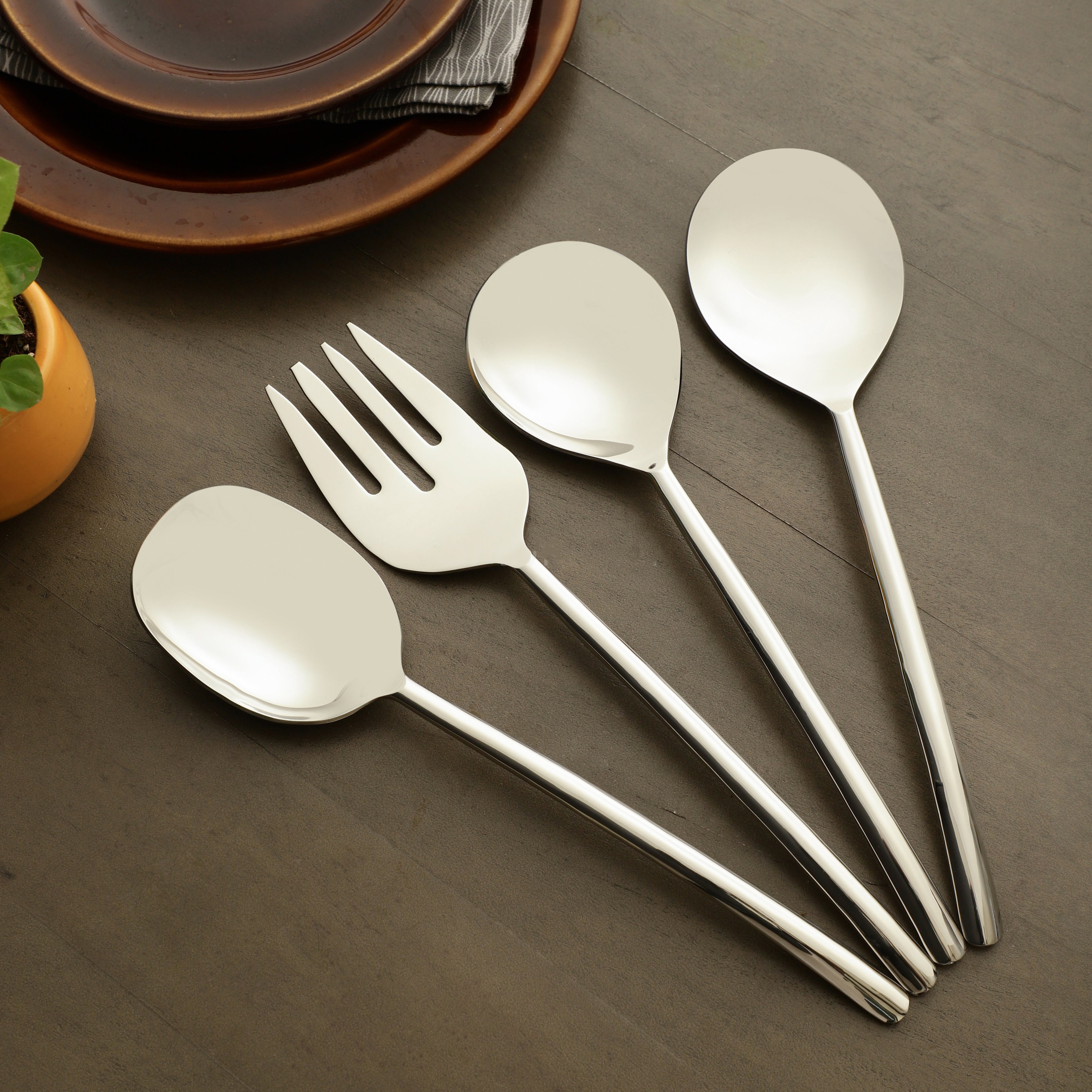 Ava Luxe Silver Serving Set