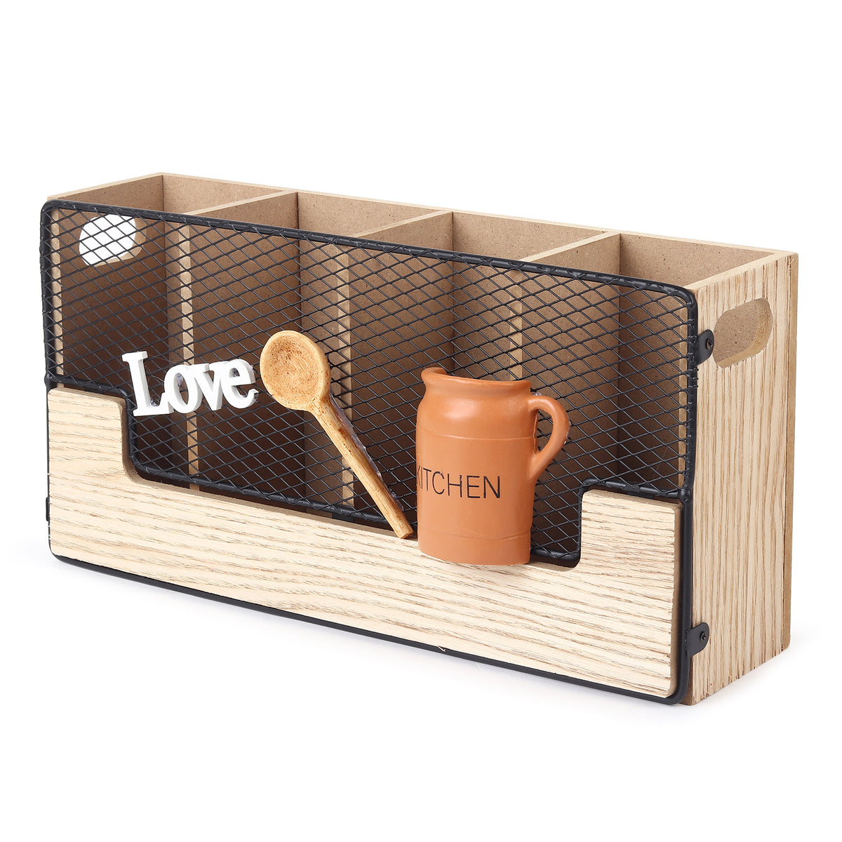 Diner Kitchenette Wooden Cutlery Caddy