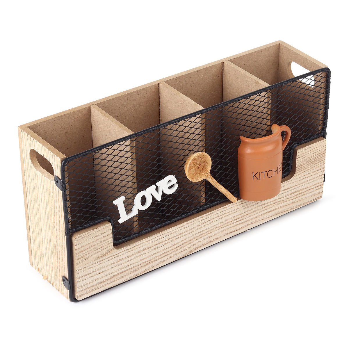 Diner Kitchenette Wooden Cutlery Caddy