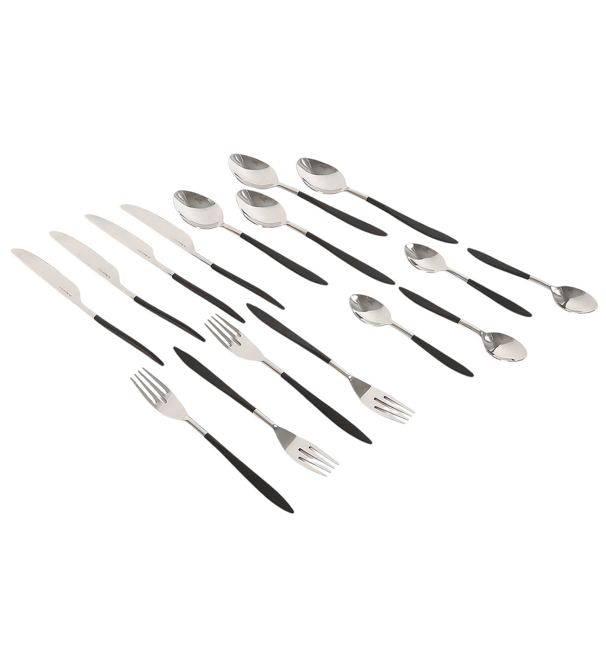 Midnight Opulence Black/Gold & Silver Black Stainless Steel Set of 16