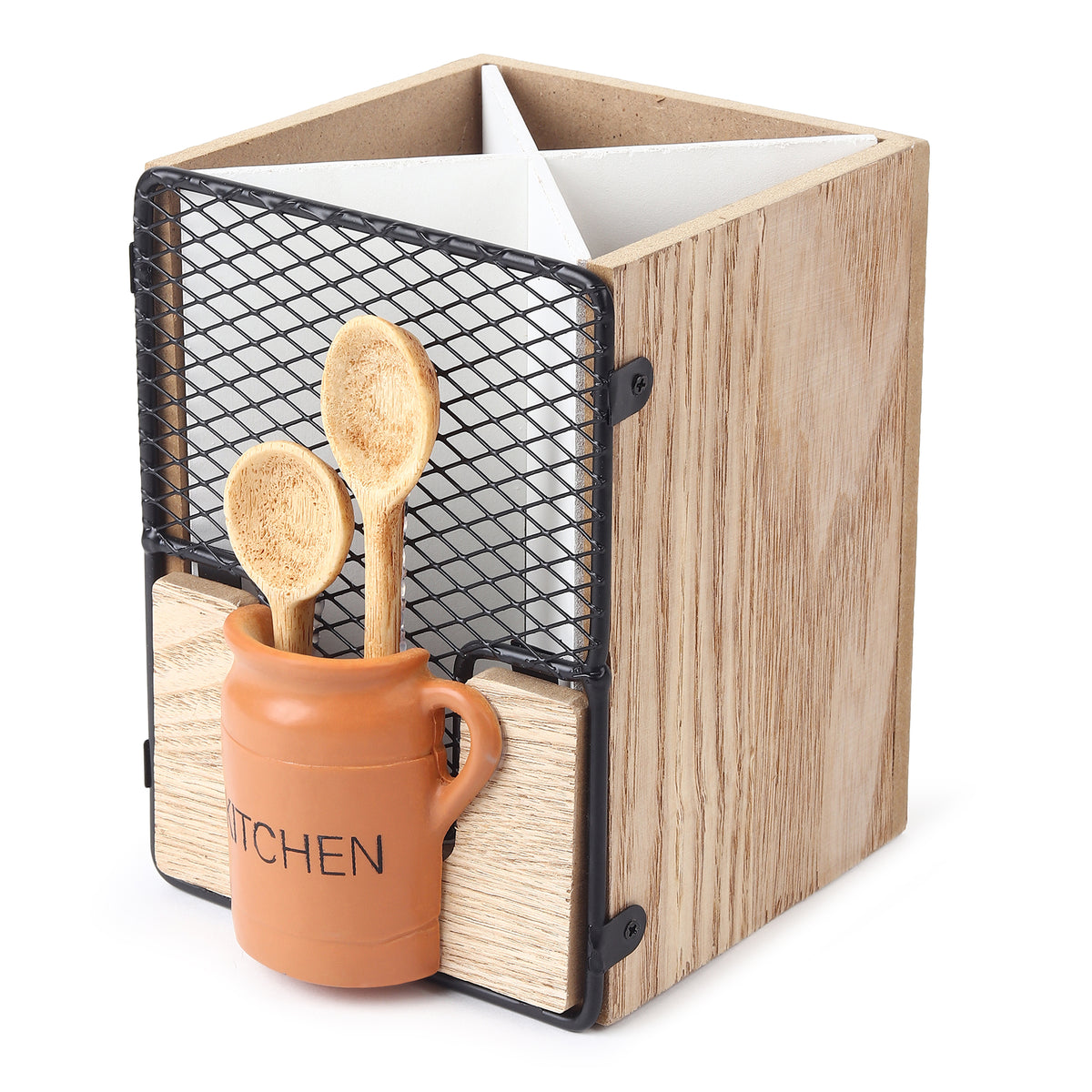 Pantry Kitchenette Wooden Cutlery Caddy