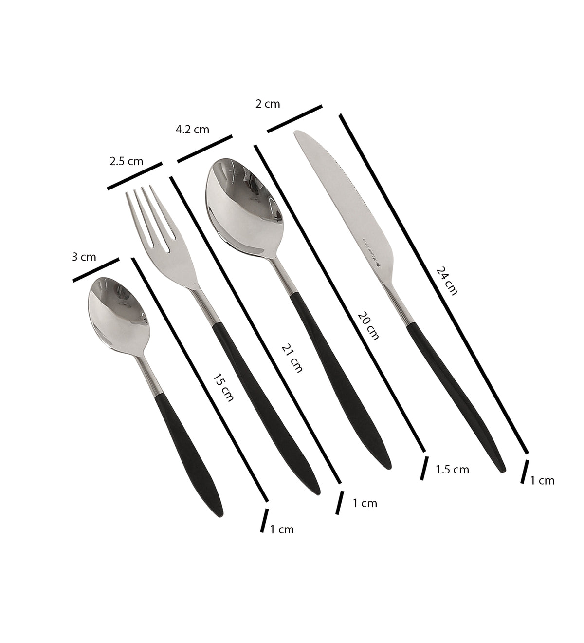 Midnight Opulence Black/Gold & Silver Black Stainless Steel Set of 16