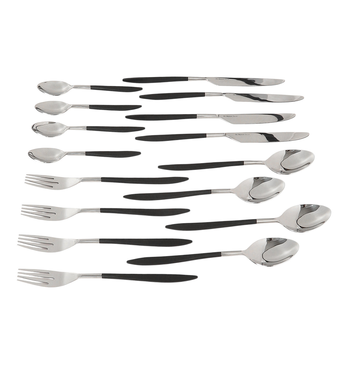 Midnight Opulence Black/Gold & Silver Black Stainless Steel Set of 16