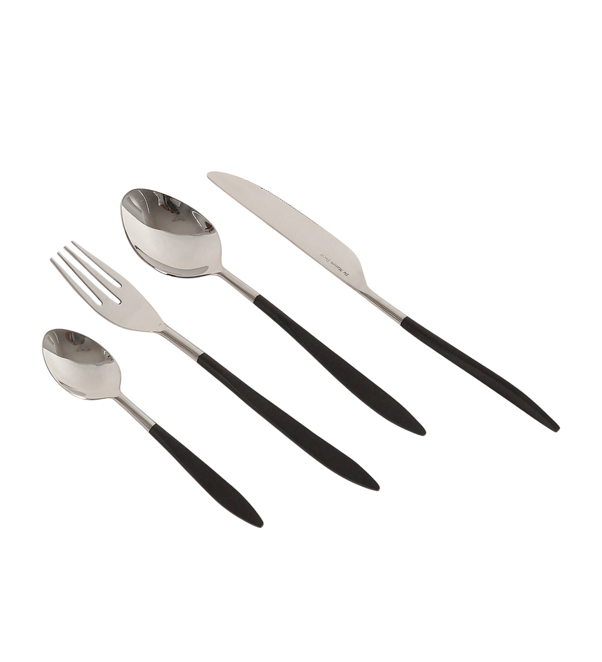 Midnight Opulence Black/Gold & Silver Black Stainless Steel Set of 16