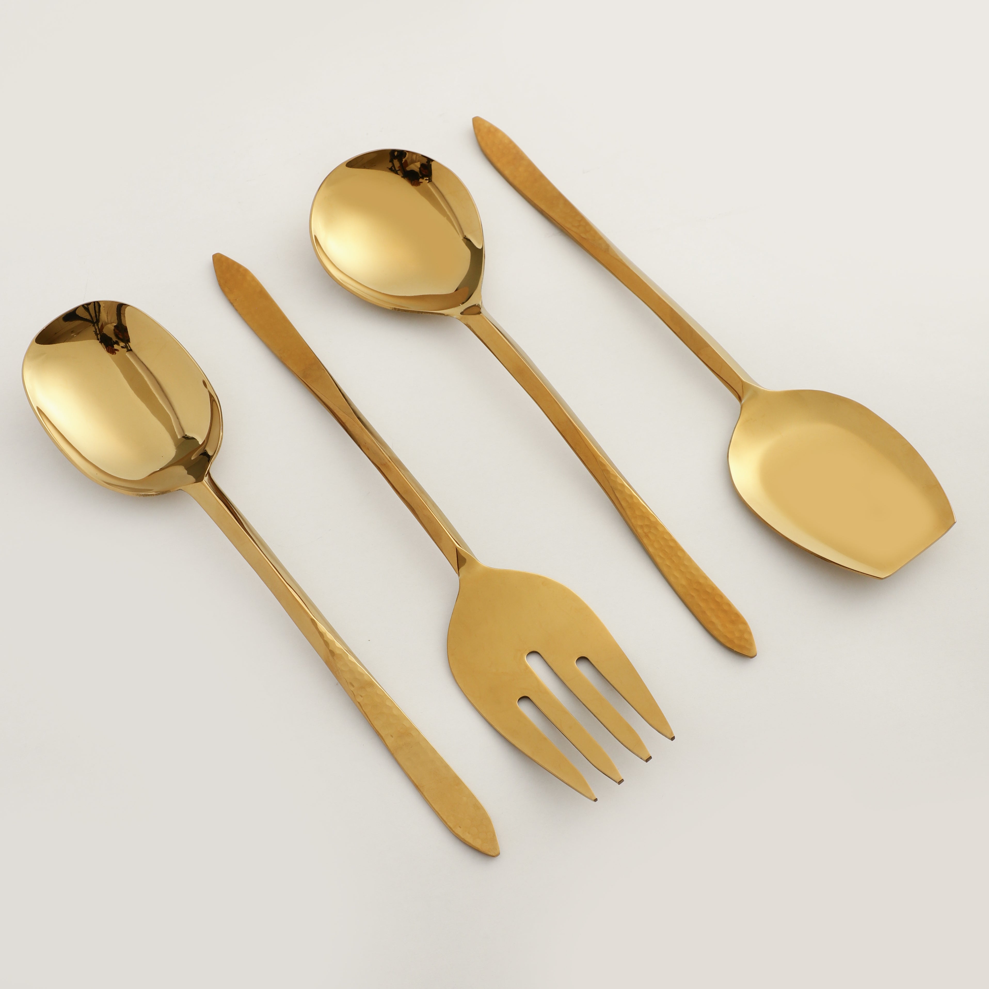 Dune Hammered Serving Set Gold