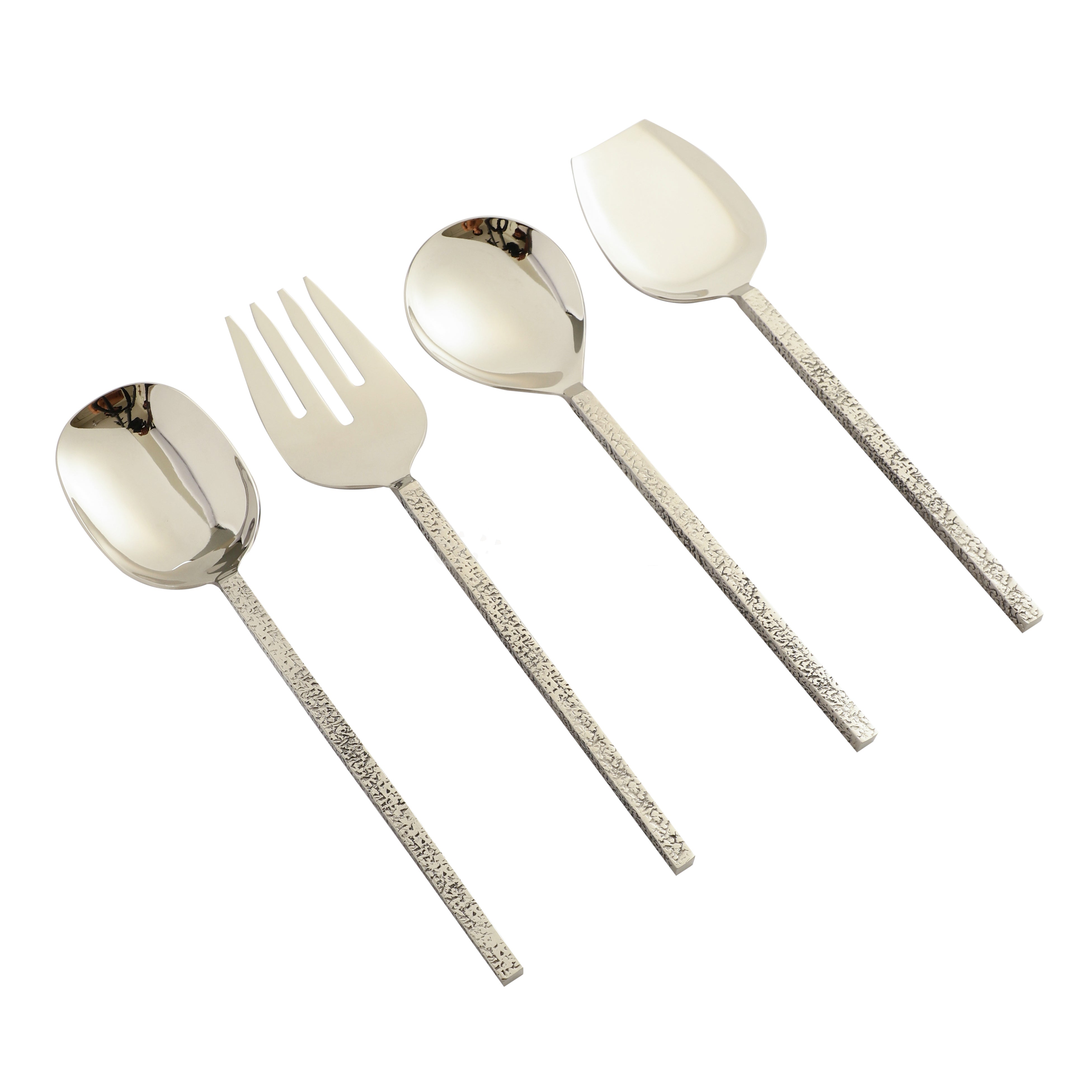 Ember Texture Serving Set Silver