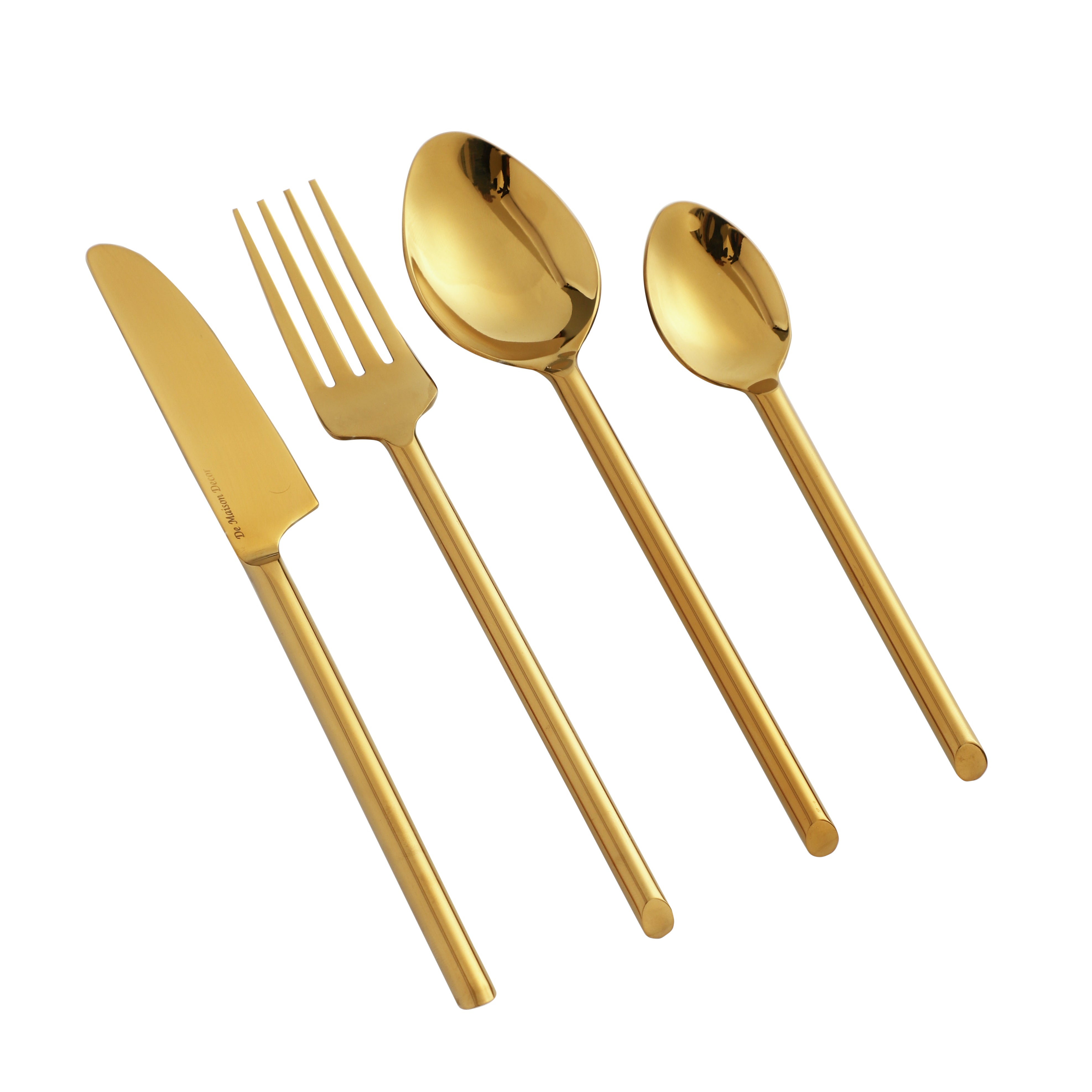 Sleek Cut Cutlery Set Gold