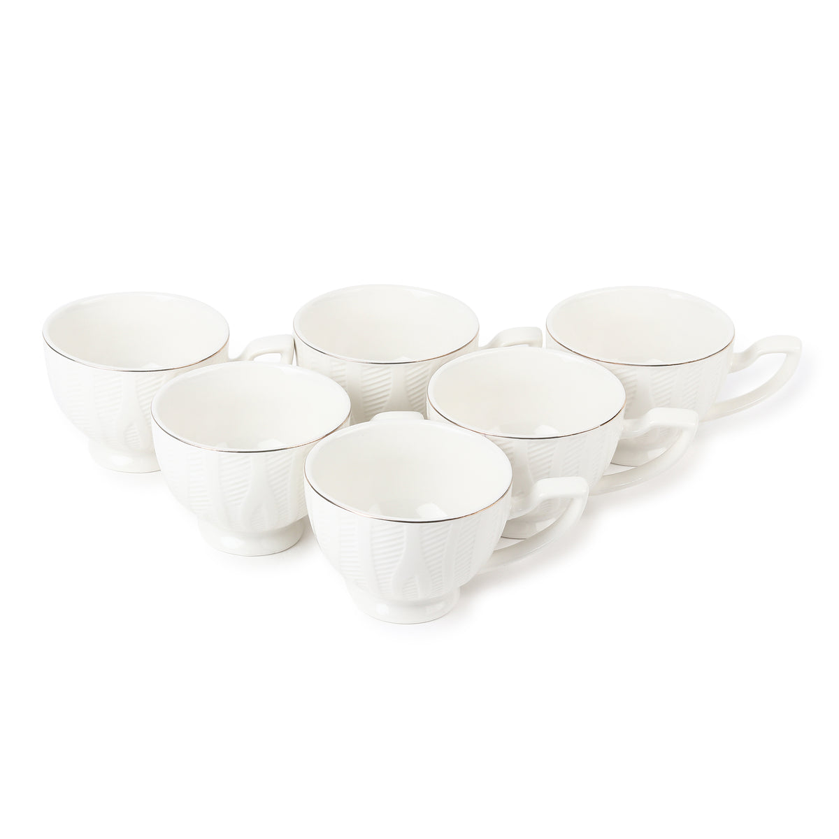 Swirl Cup & Saucer 24K Gold Set of 6