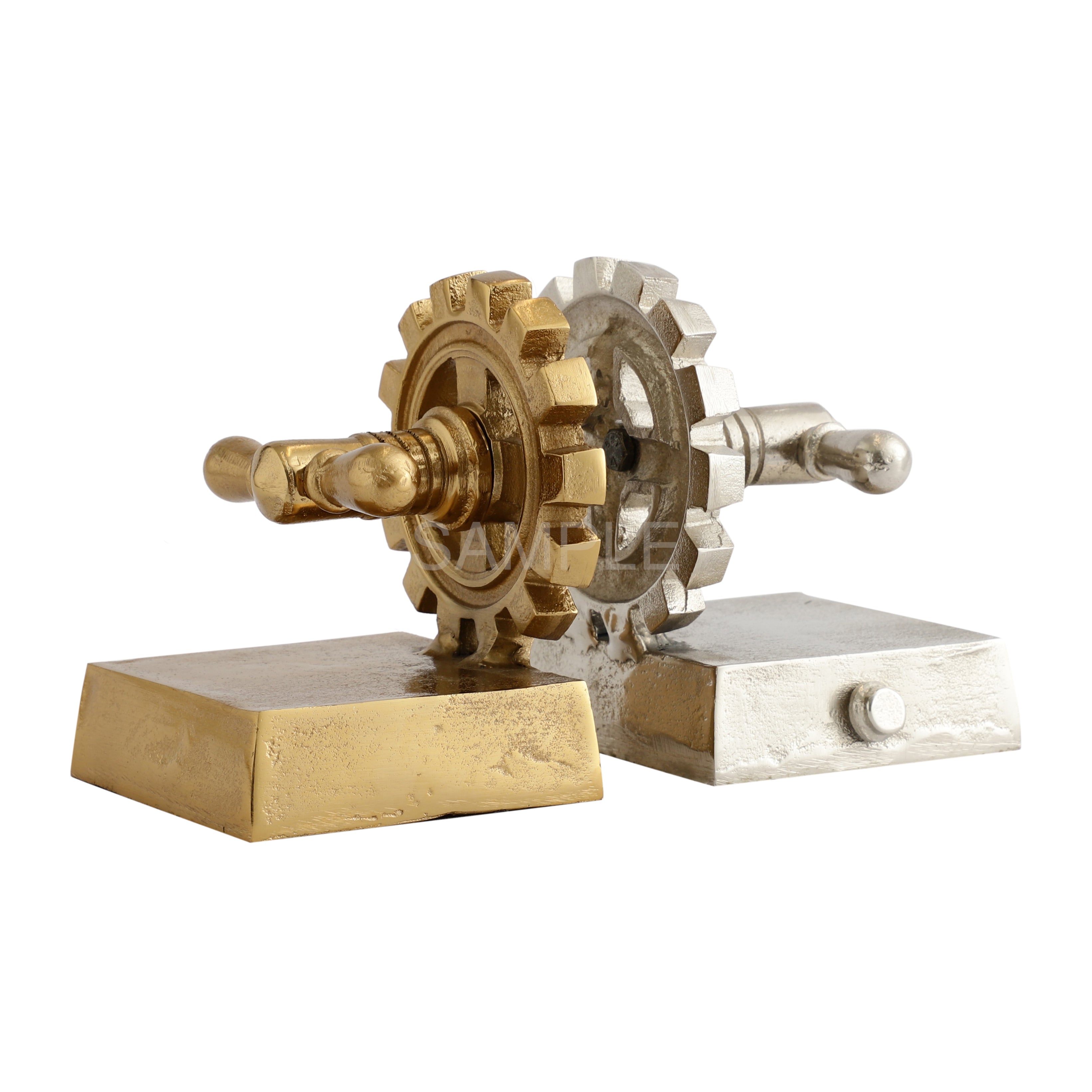 The Gearlock Bookend Gold & Silver
