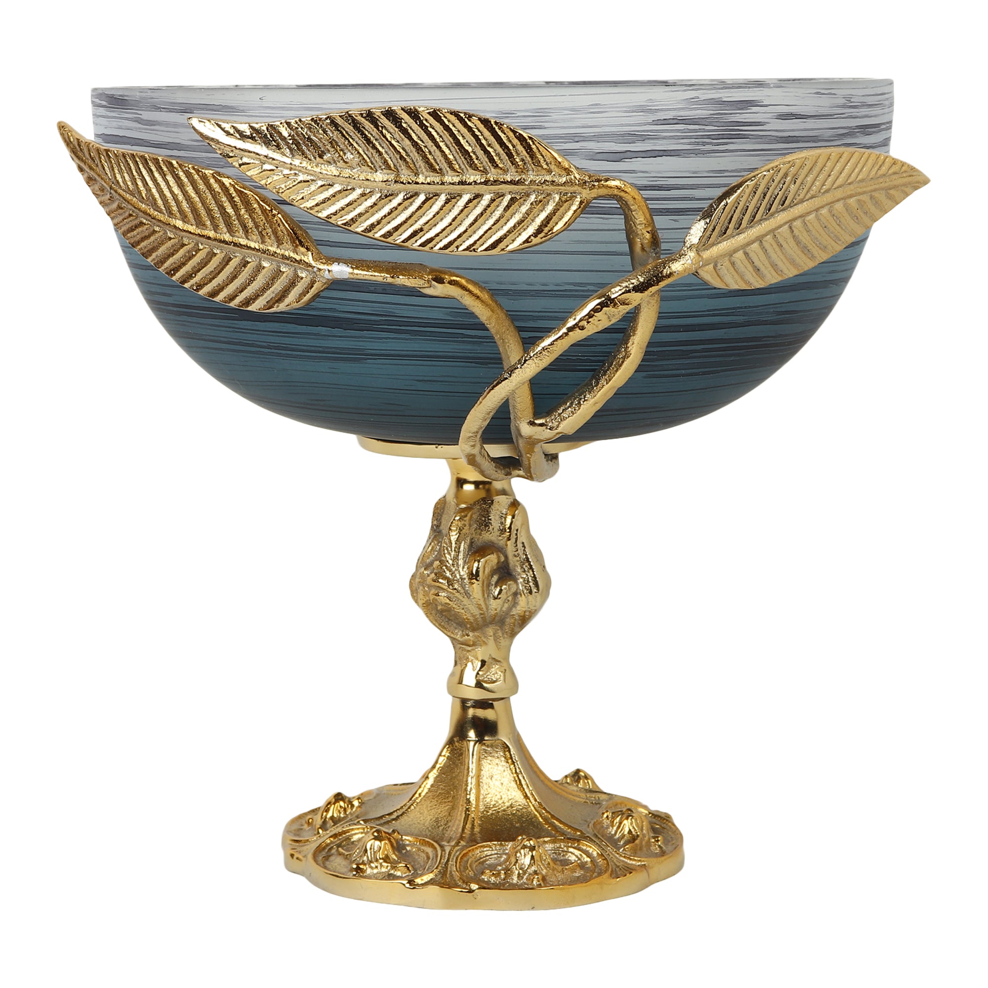 Verdant Elegance Glass pedestal Serving Bowl