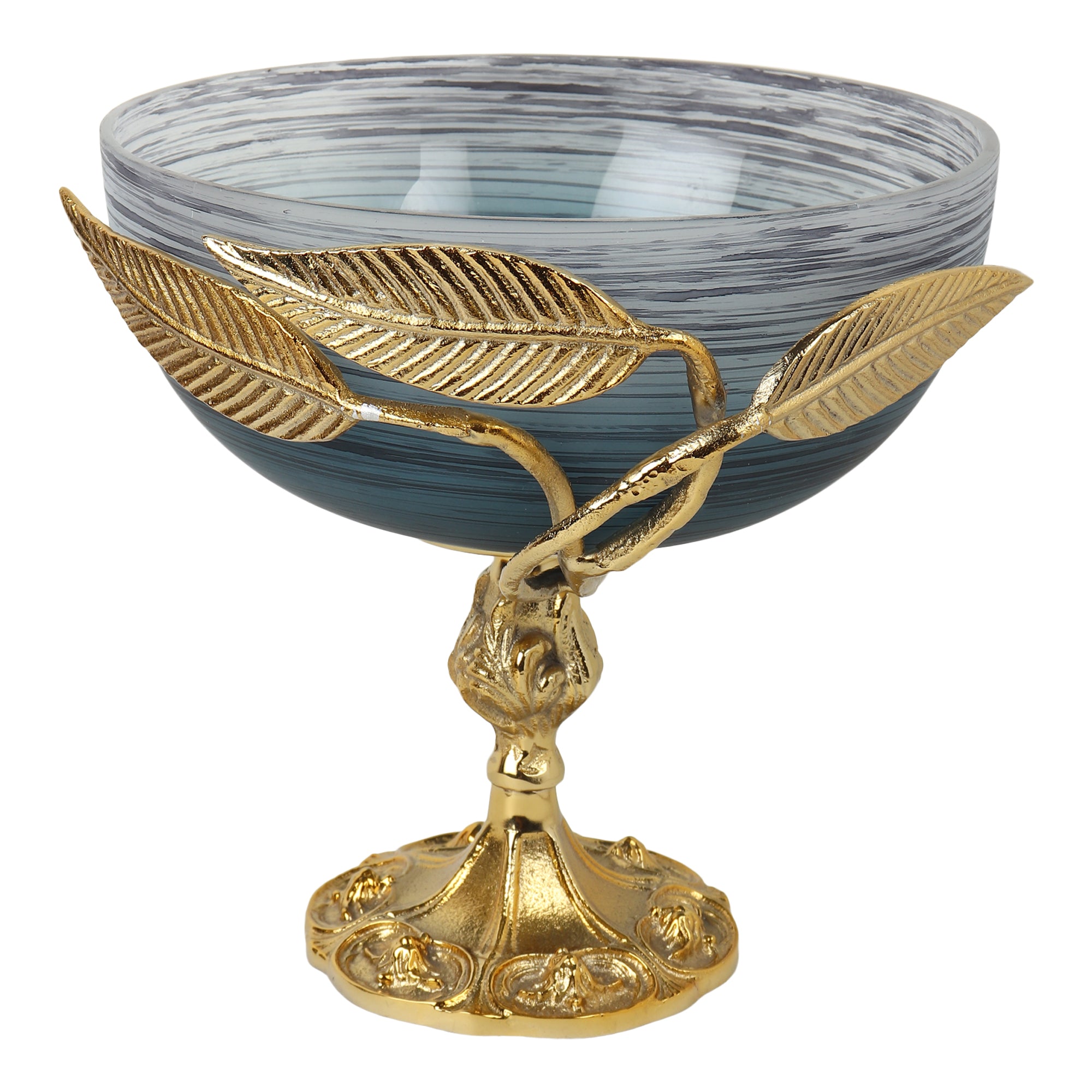 Verdant Elegance Glass pedestal Serving Bowl