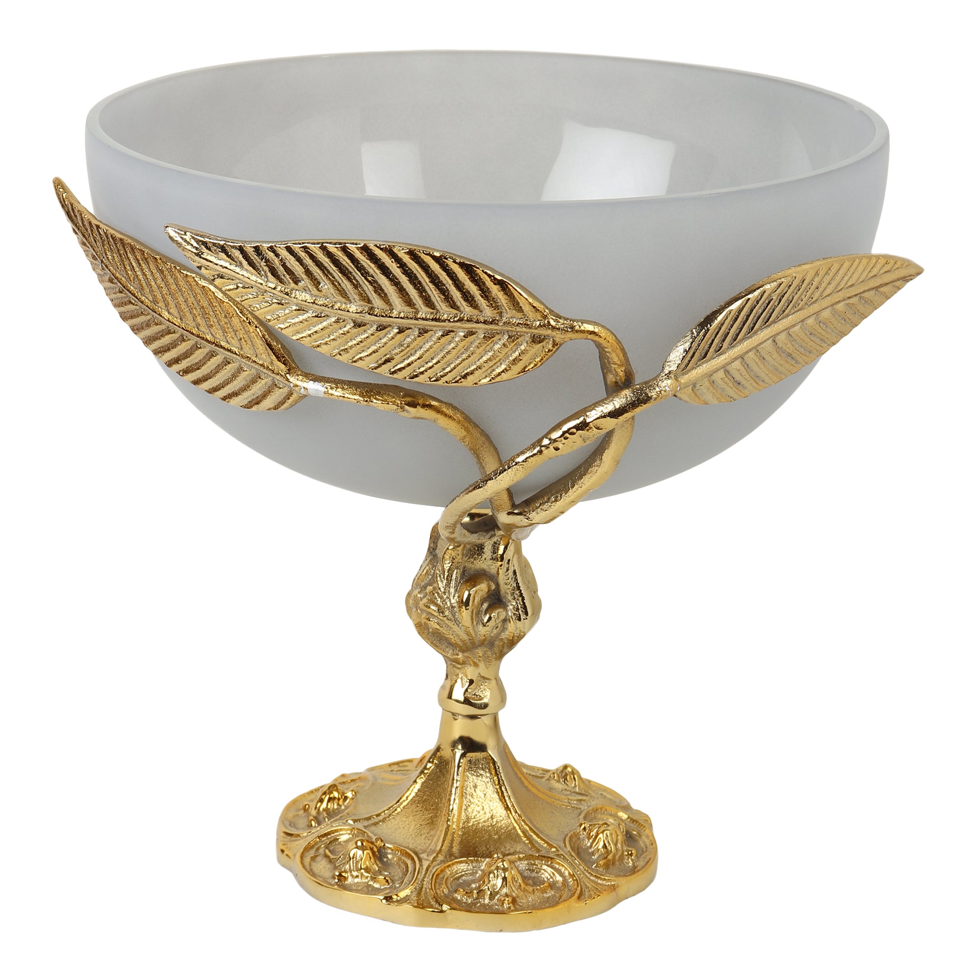Verdant Elegance Glass pedestal Serving Bowl