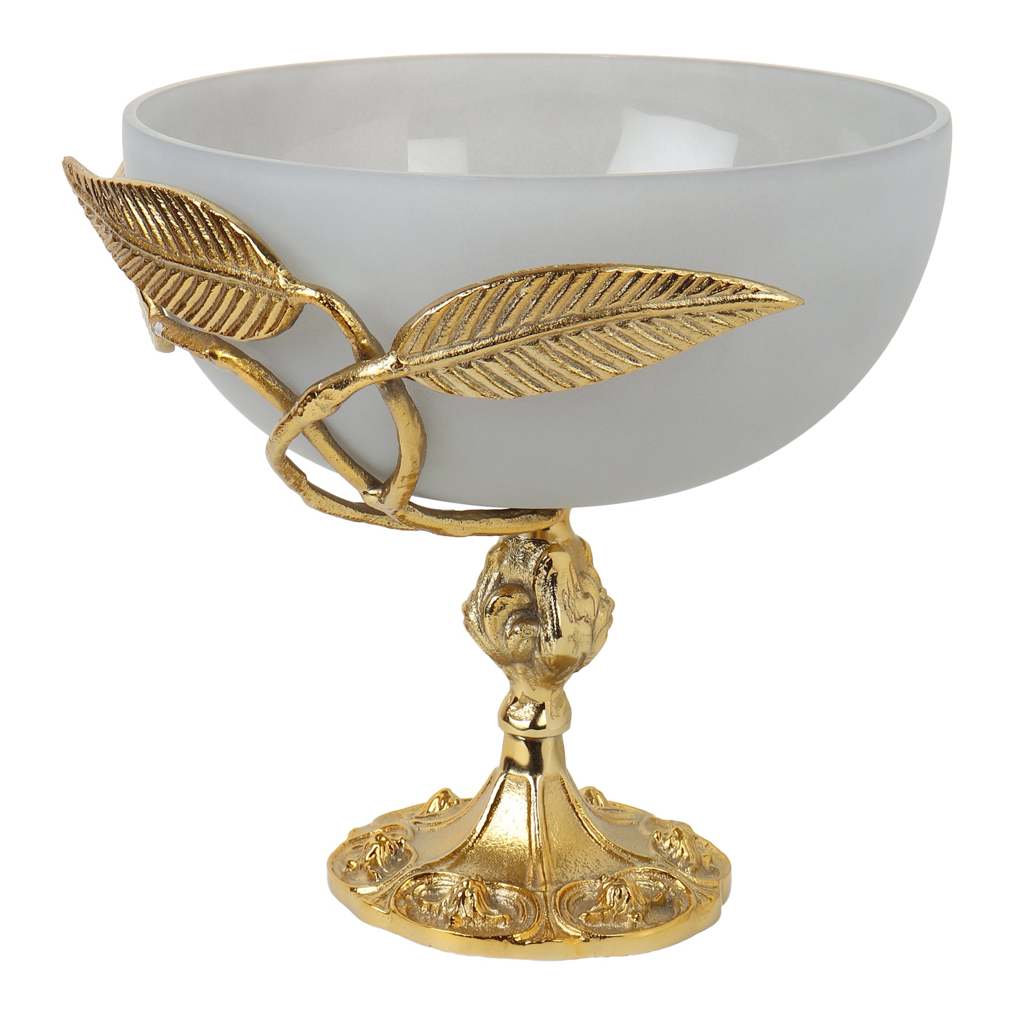 Verdant Elegance Glass pedestal Serving Bowl