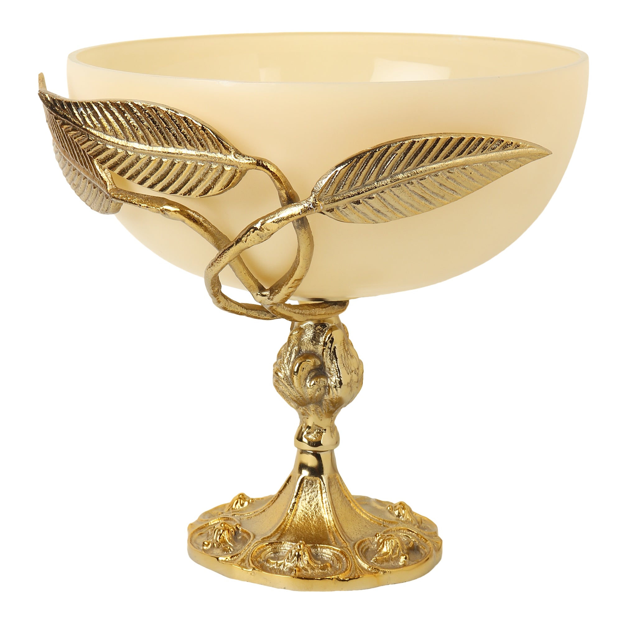 Verdant Elegance Glass pedestal Serving Bowl