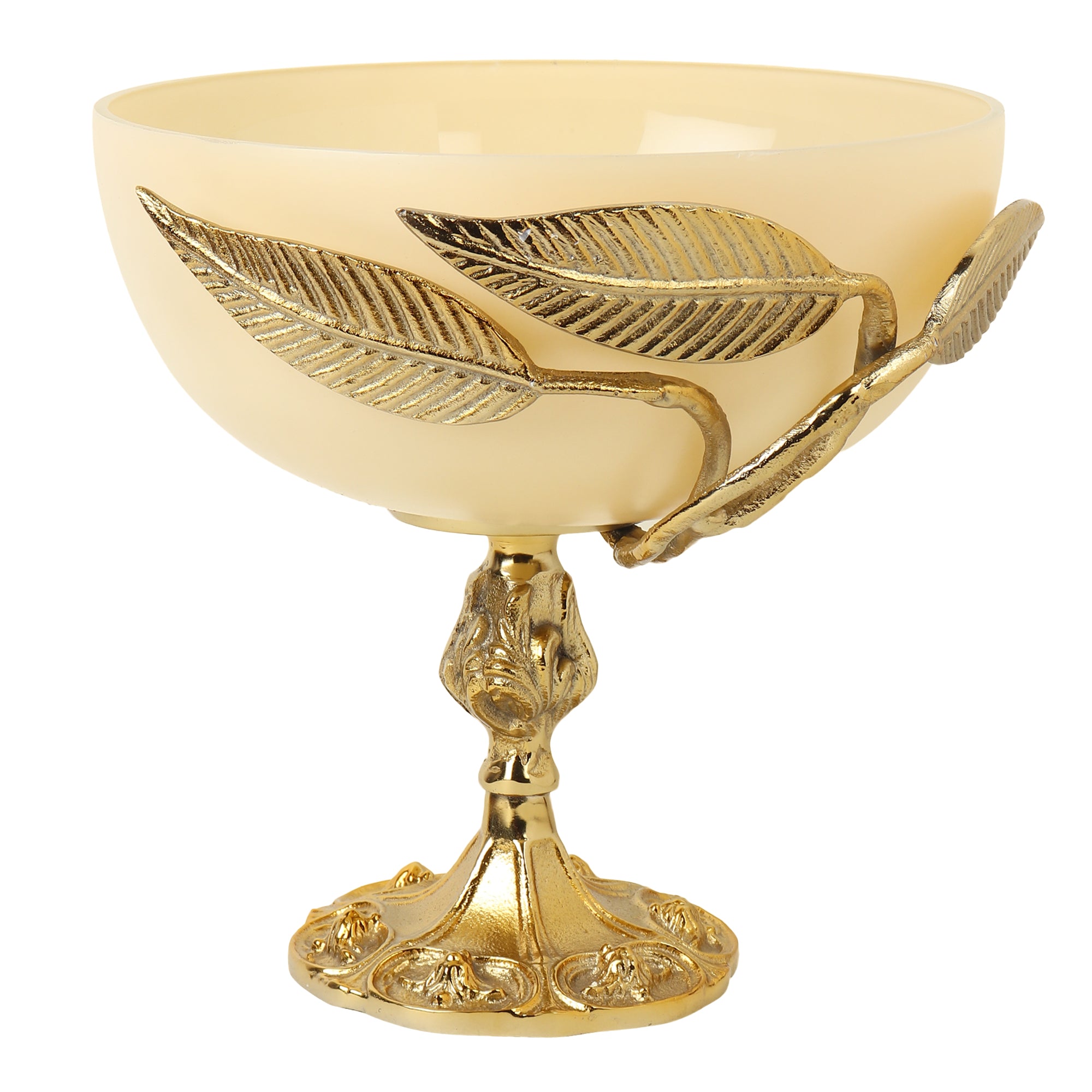 Verdant Elegance Glass pedestal Serving Bowl