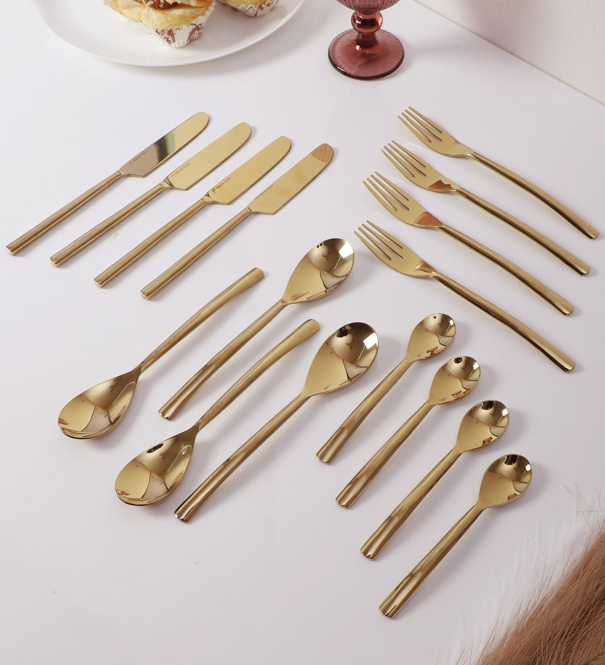 Ava Luxe Gold Cutlery Set of 16