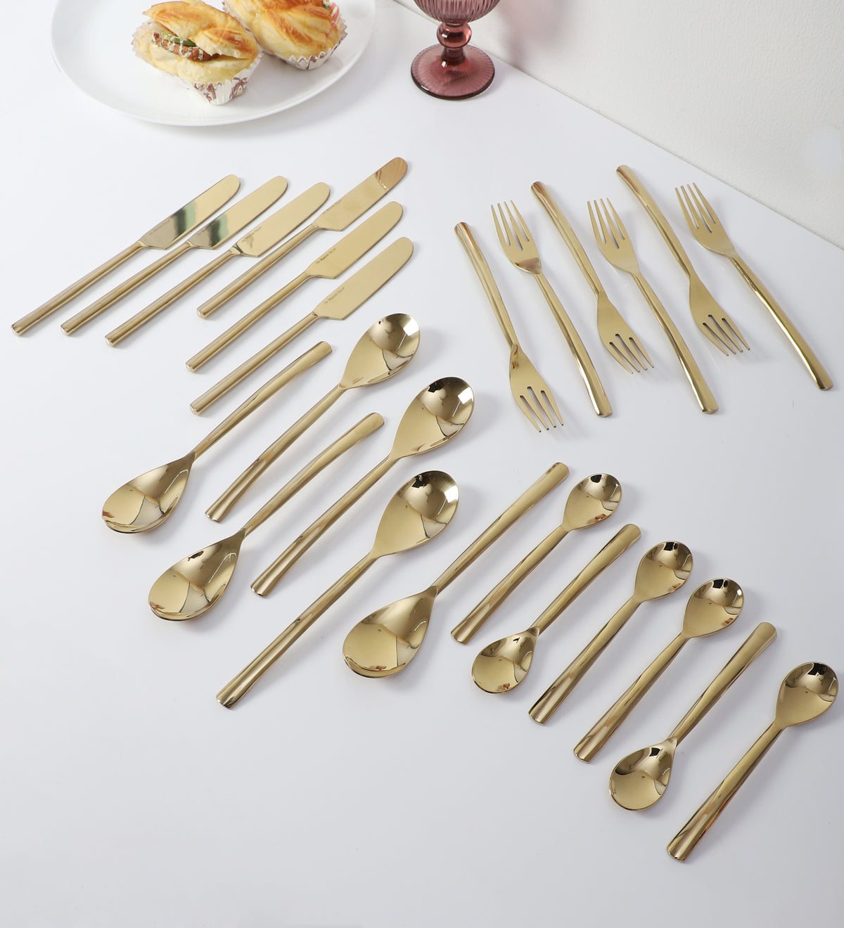 Ava Luxe Gold Cutlery Set of 16