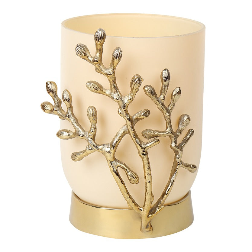 VinLux Glass Vase and Candle Holder in Cream & Gold