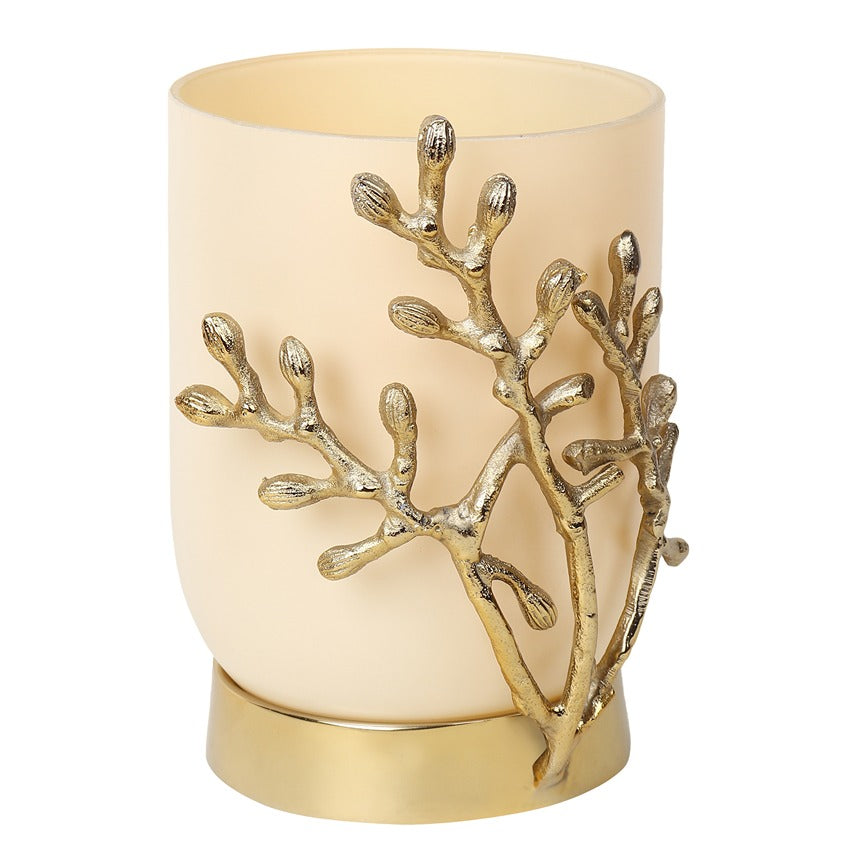 VinLux Glass Vase and Candle Holder in Cream & Gold