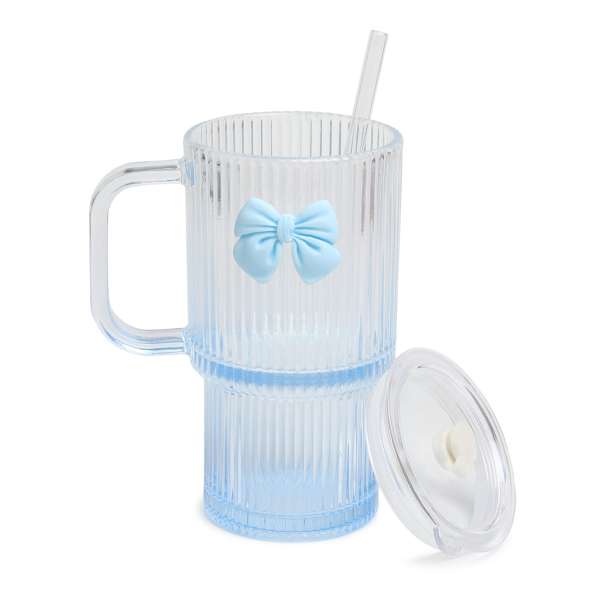 Ribbonette Glass Tumbler Blue