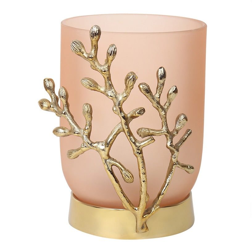 VinLux Glass Vase and Candle Holder in Peach & Gold