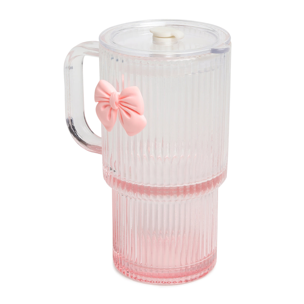 Ribbonette Glass Tumbler Pink