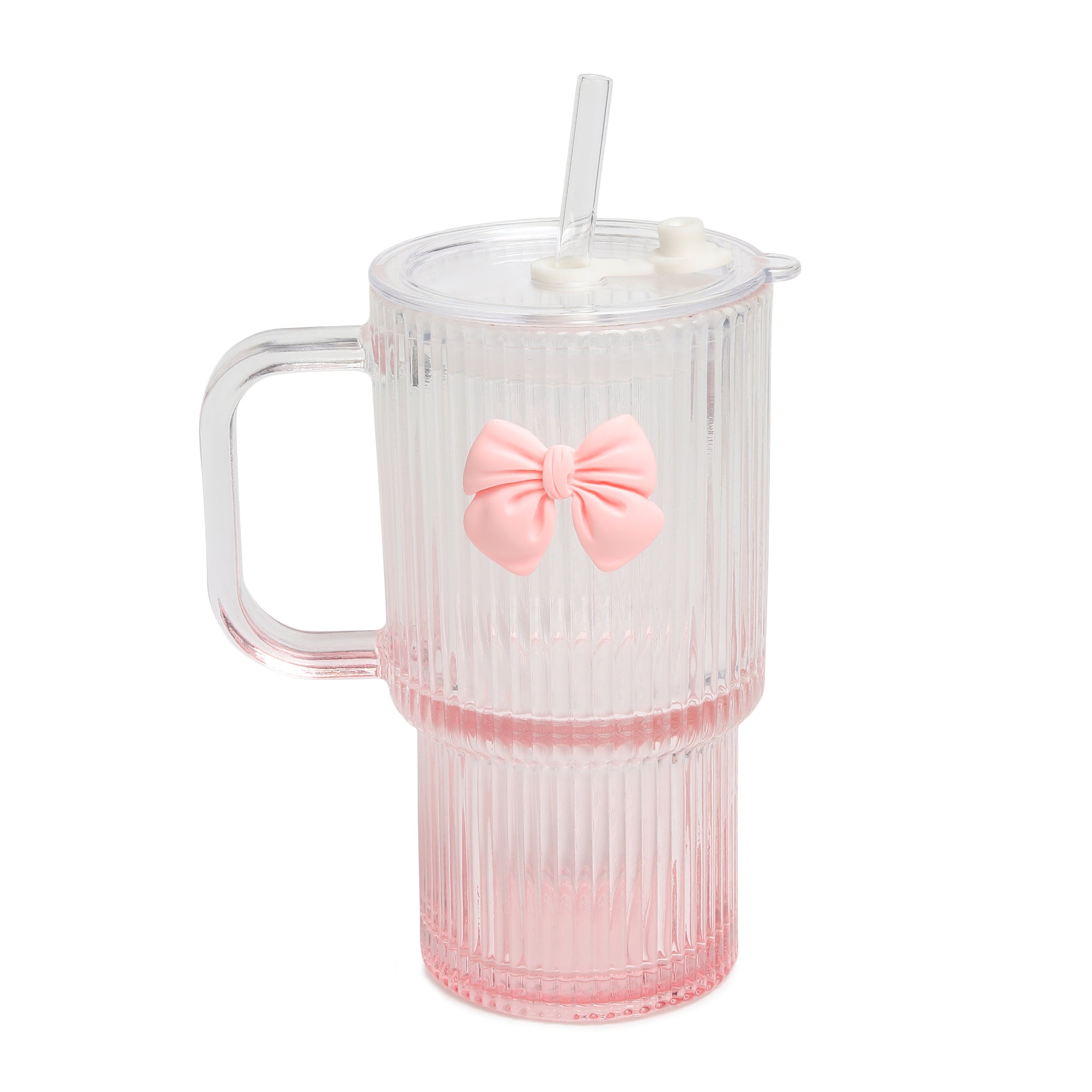 Ribbonette Glass Tumbler Pink