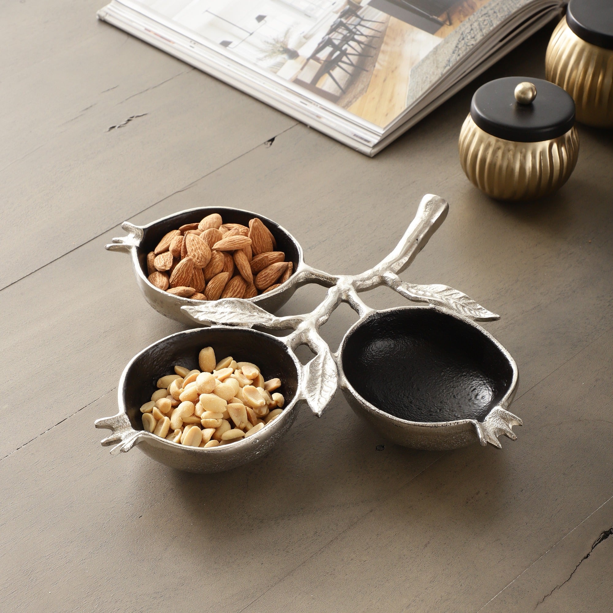 Pomegranate Metal three Leaf Platter