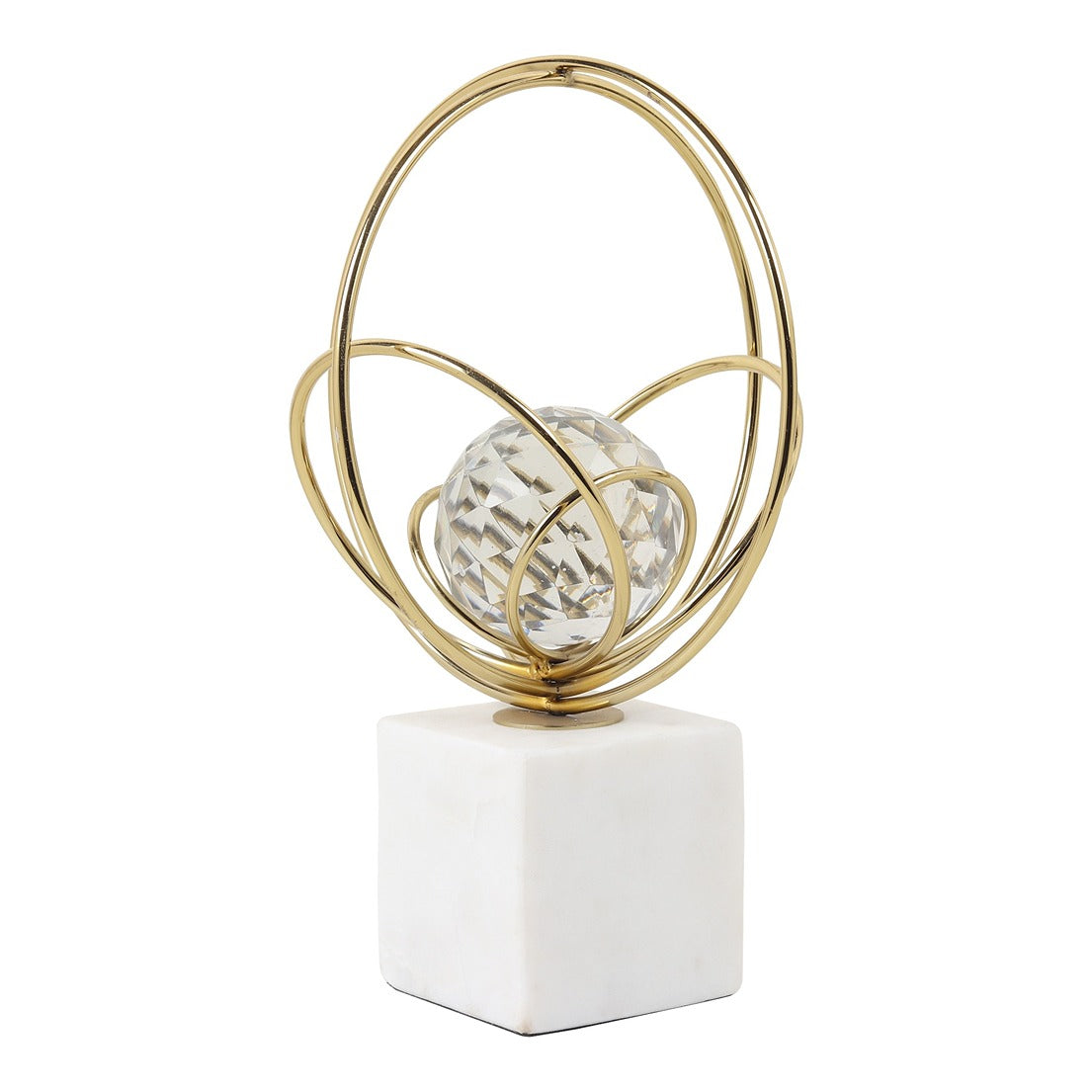 Elysian Rings Crystal Ball Sculpture