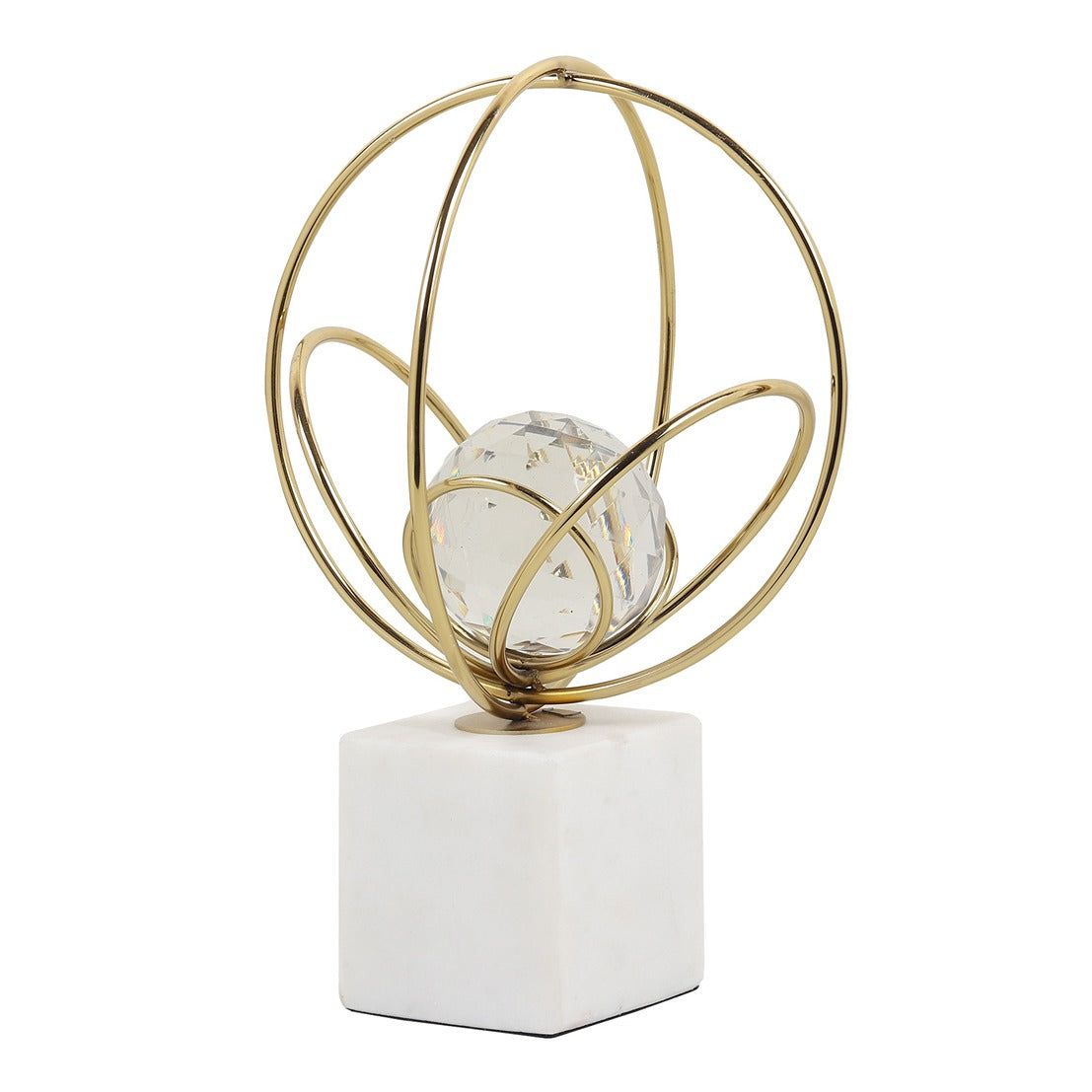 Elysian Rings Crystal Ball Sculpture