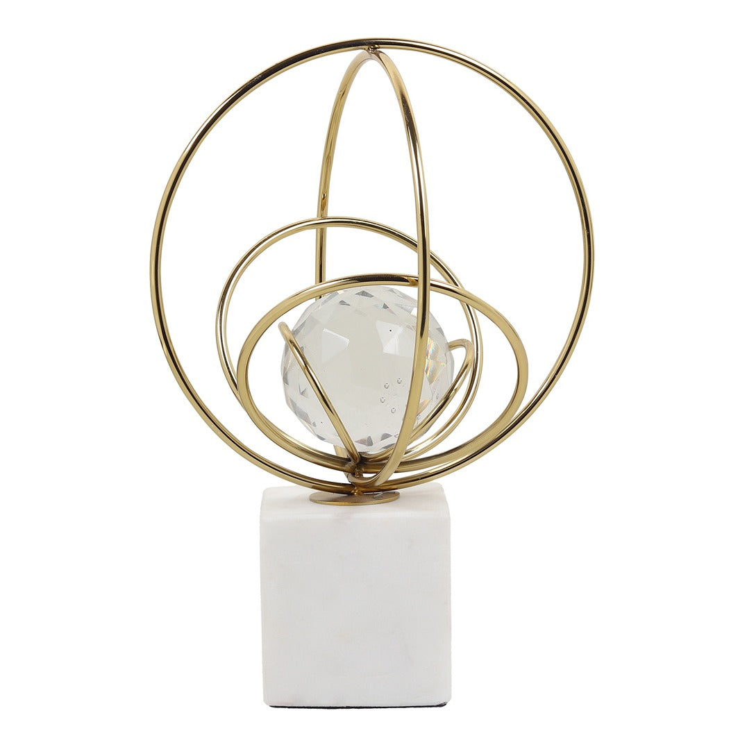 Elysian Rings Crystal Ball Sculpture
