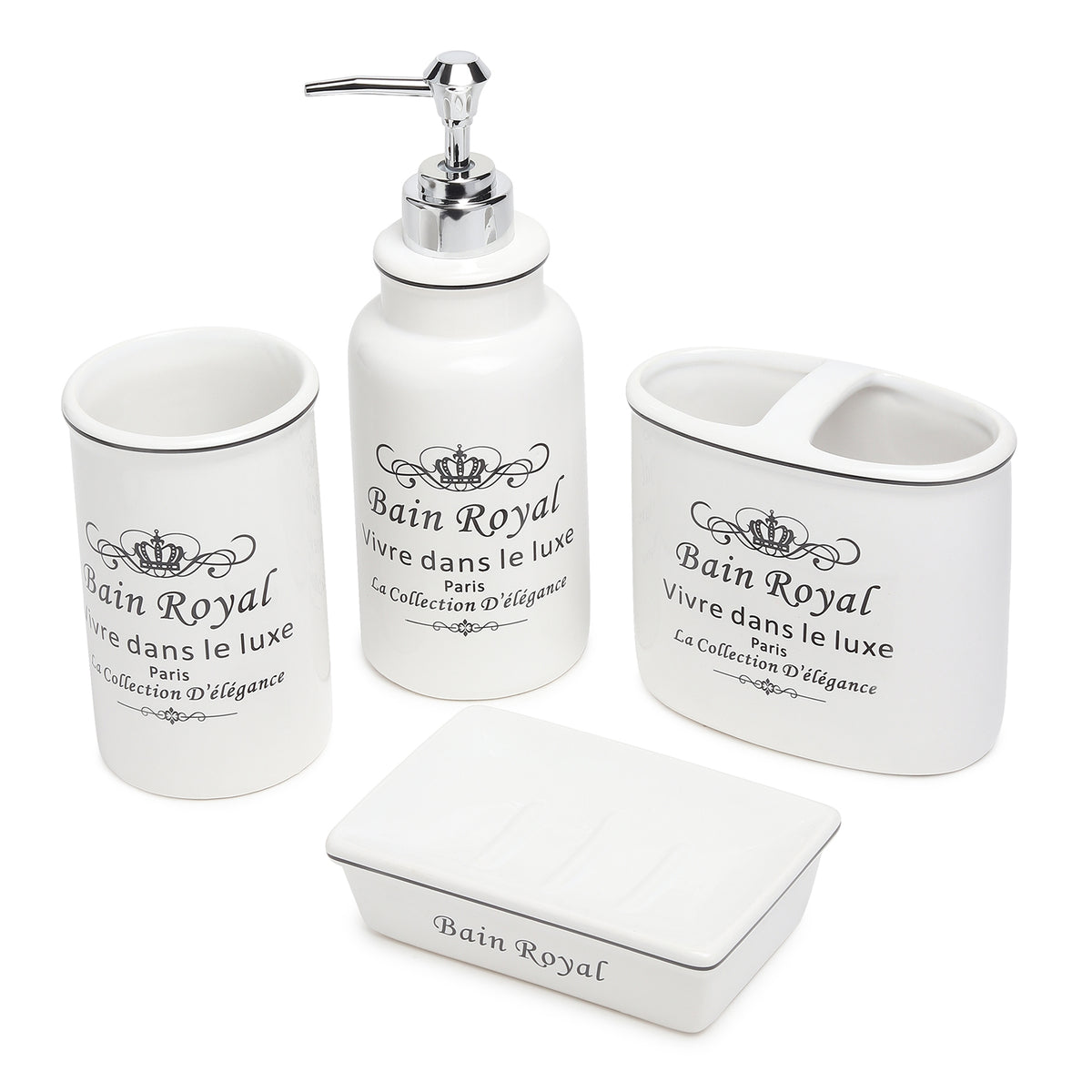 Belle Cour Bathroom Set of 4 White