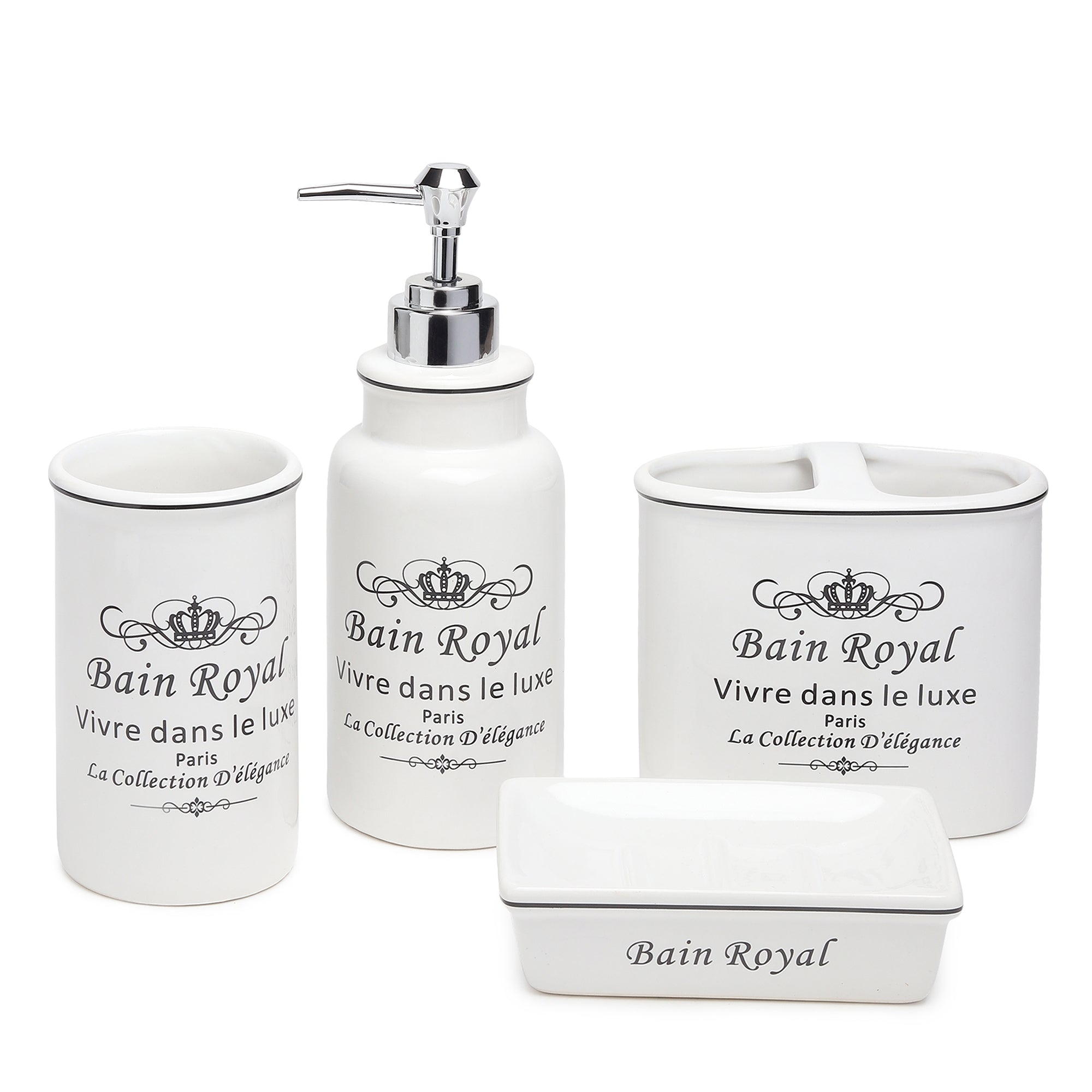 Belle Cour Bathroom Set of 4 White