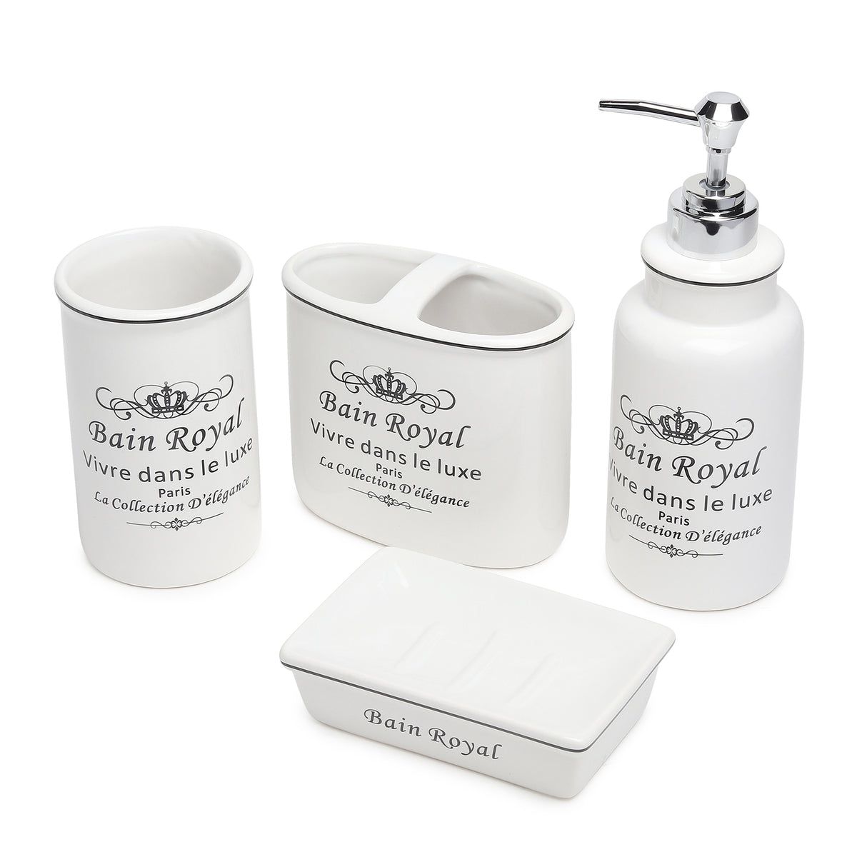 Belle Cour Bathroom Set of 4 White