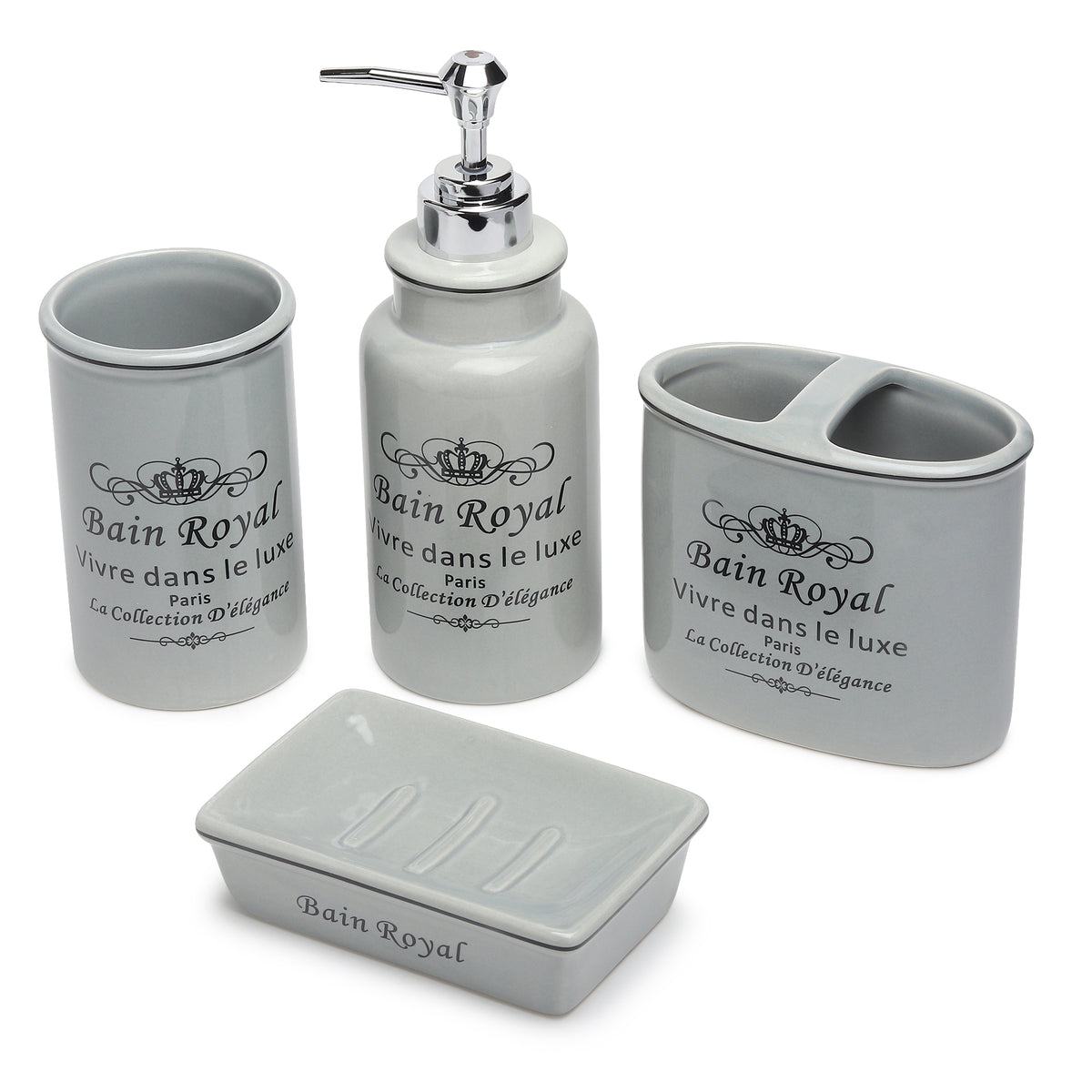Belle Cour Bathroom Set of 4 Grey