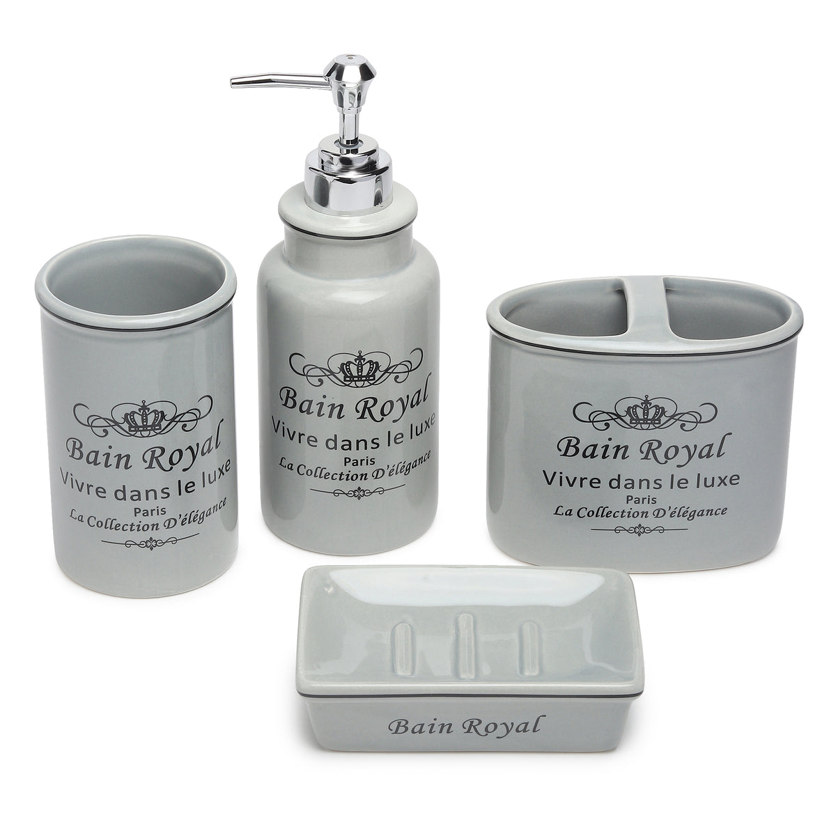 Belle Cour Bathroom Set of 4 Grey