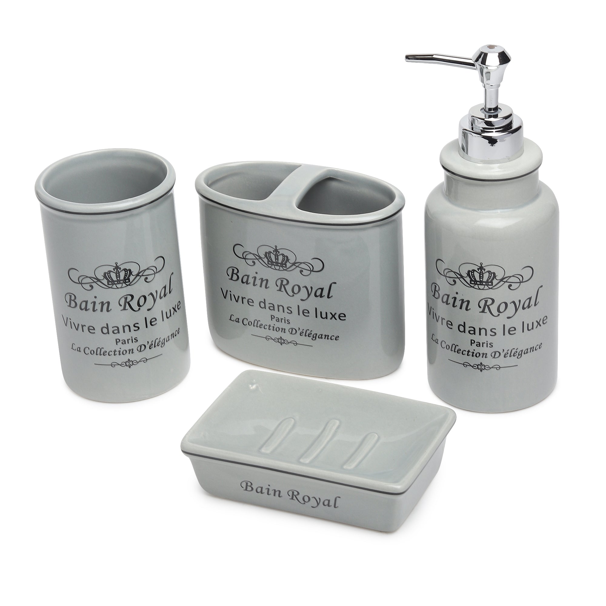 Belle Cour Bathroom Set of 4 Grey