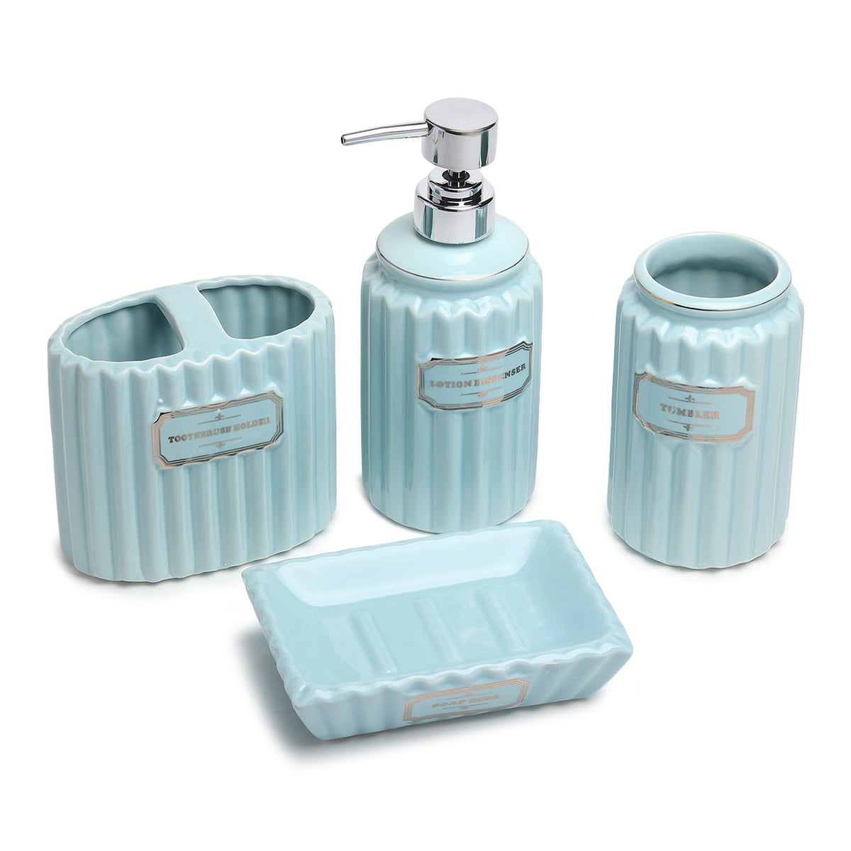 Valence Bathroom Set of 4 Blue